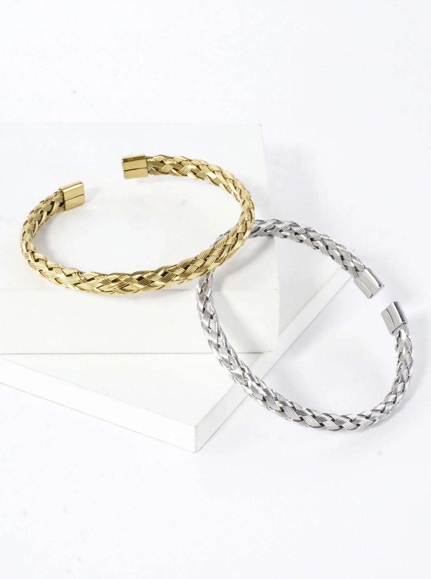 Classy Intertwined Brass Wire Cuff Bangle Bracelet