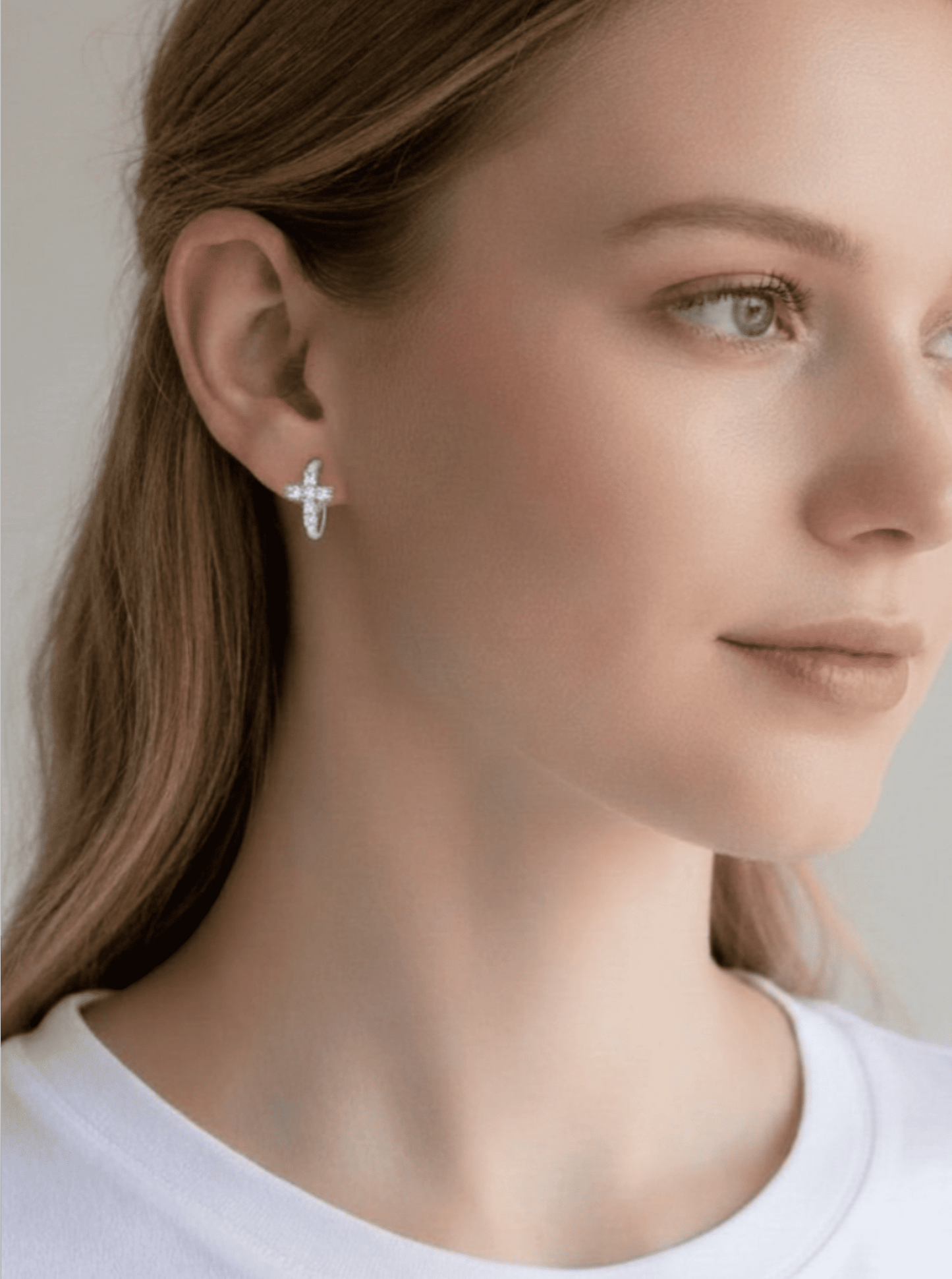 Cluster Cross Pavé Hoop Earrings