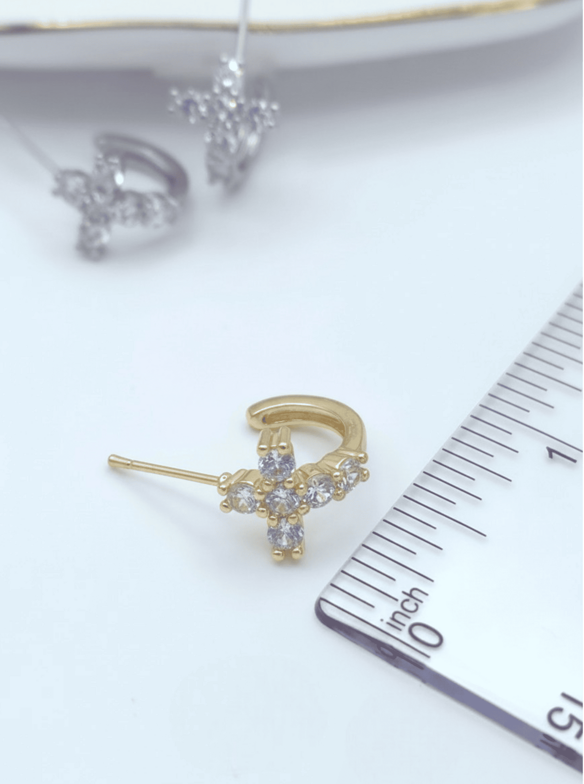 Cluster Cross Pave Hoop Earrings