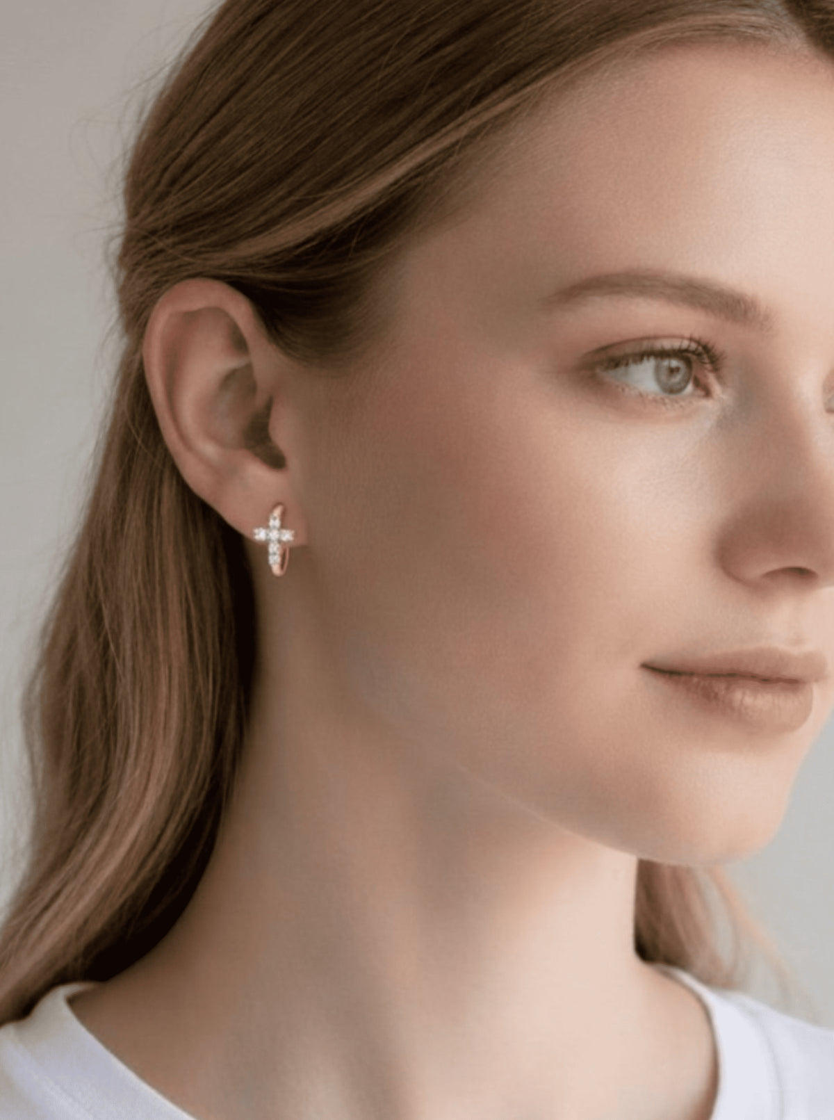 Cluster Cross Pave Hoop Earrings