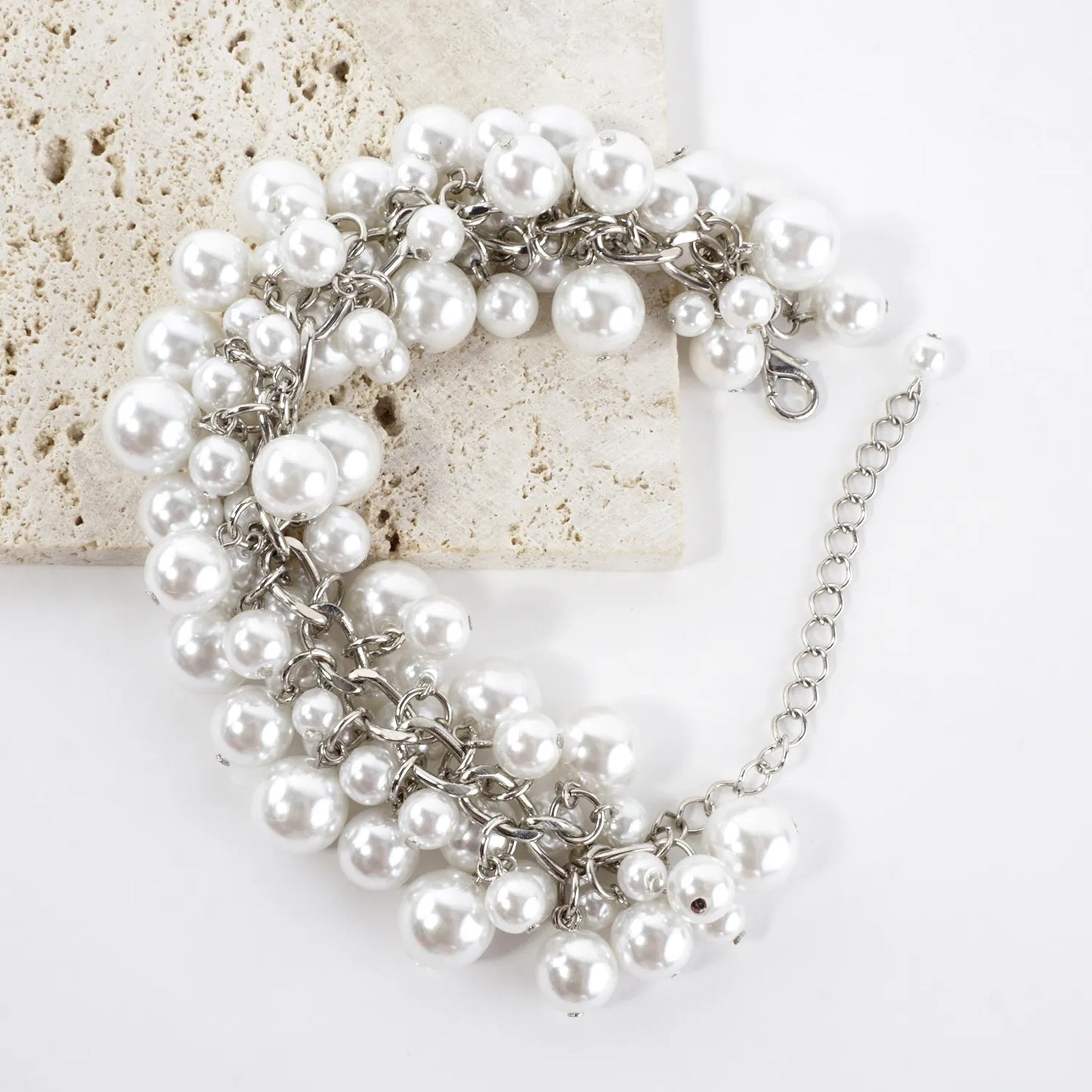 Cluster Glass Pearl Charm Bracelet