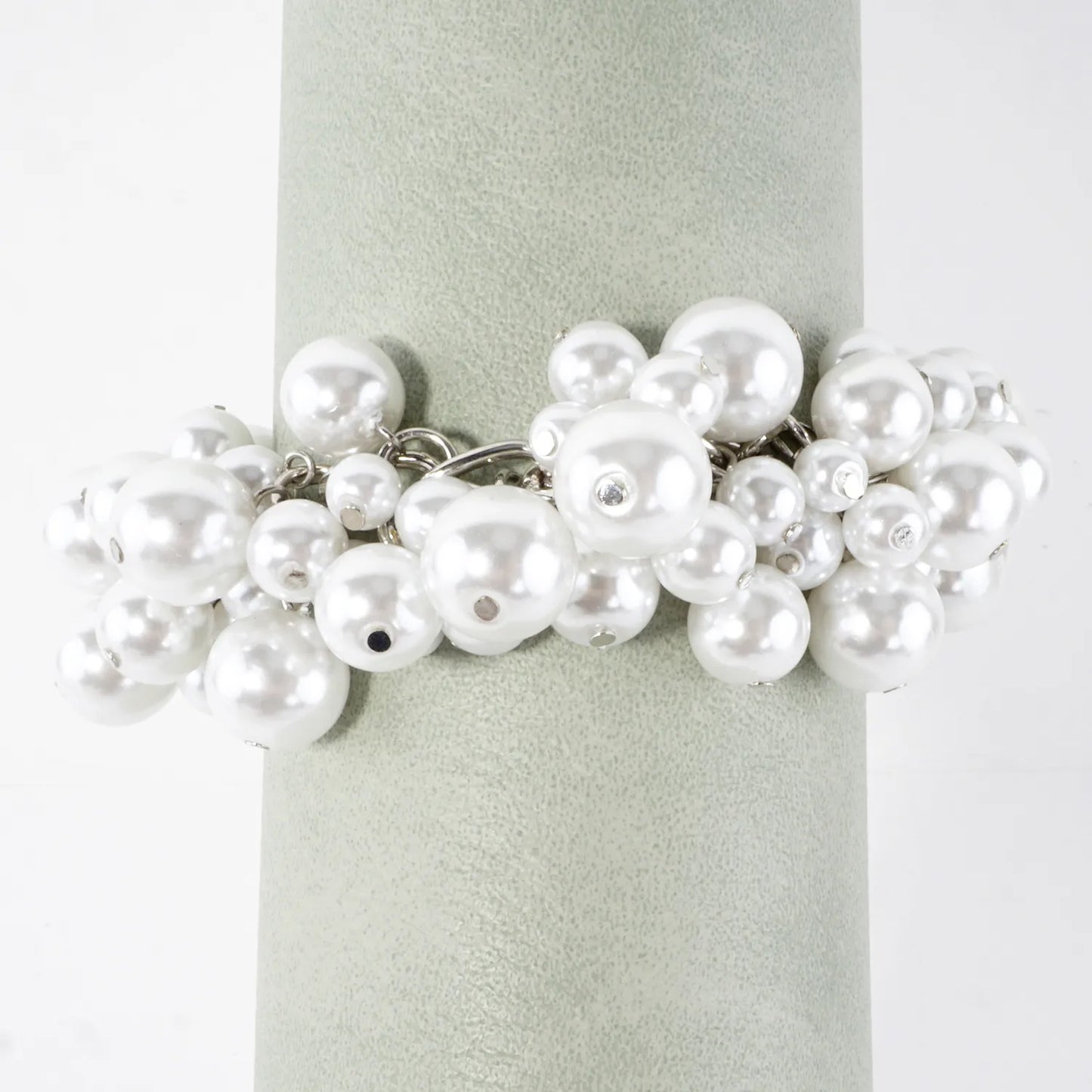 Cluster Glass Pearl Charm Bracelet