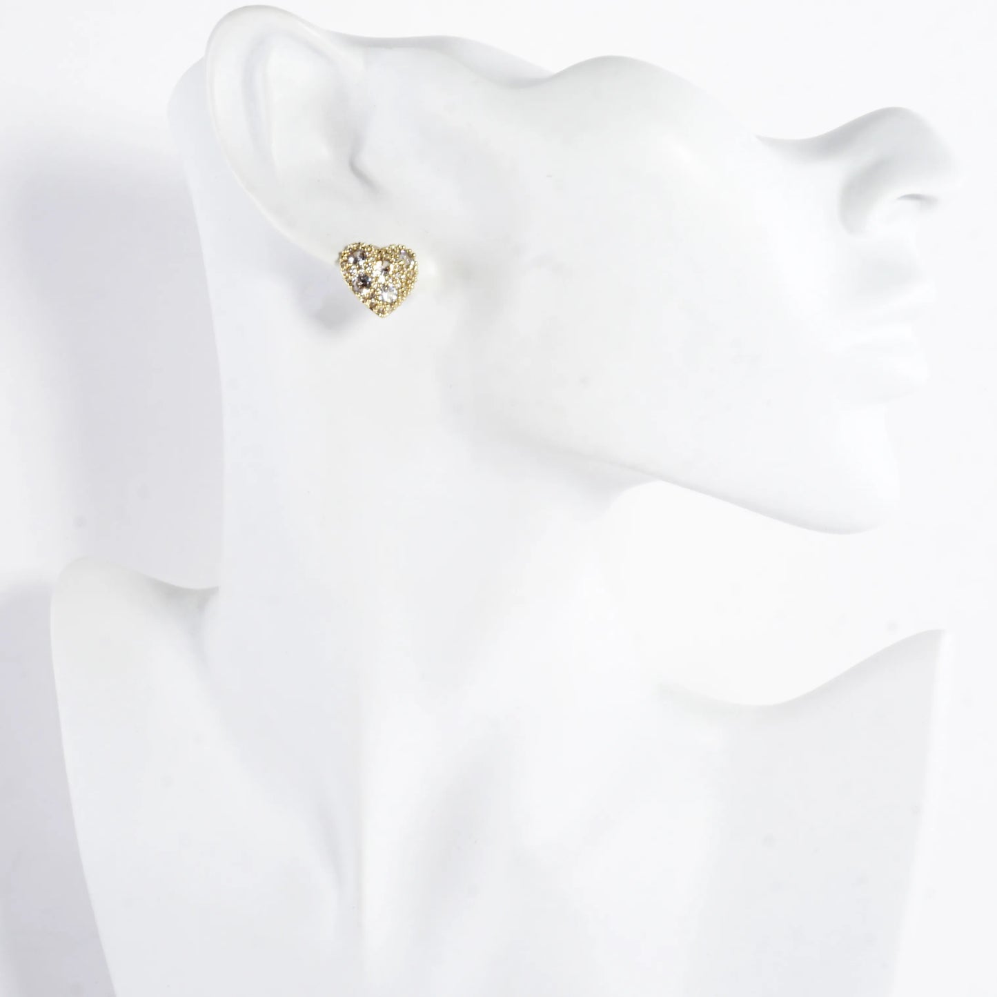 Clustered Brilliance Domed Heart Stud Earrings