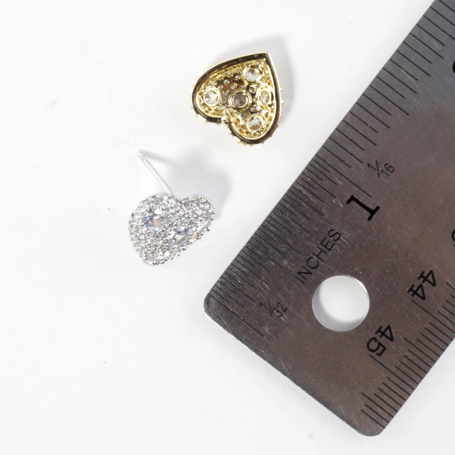 Clustered Brilliance Domed Heart Stud Earrings