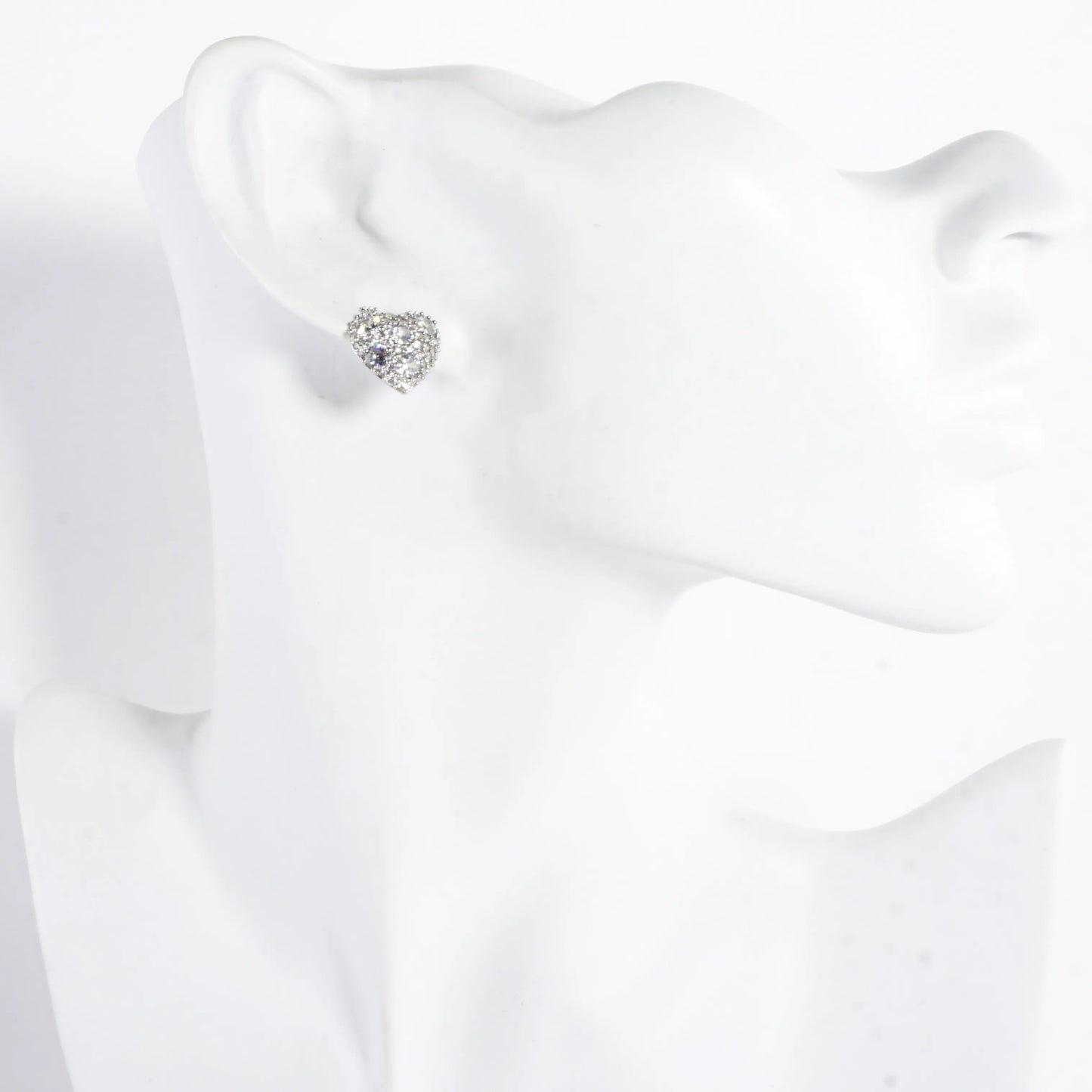Clustered Brilliance Domed Heart Stud Earrings