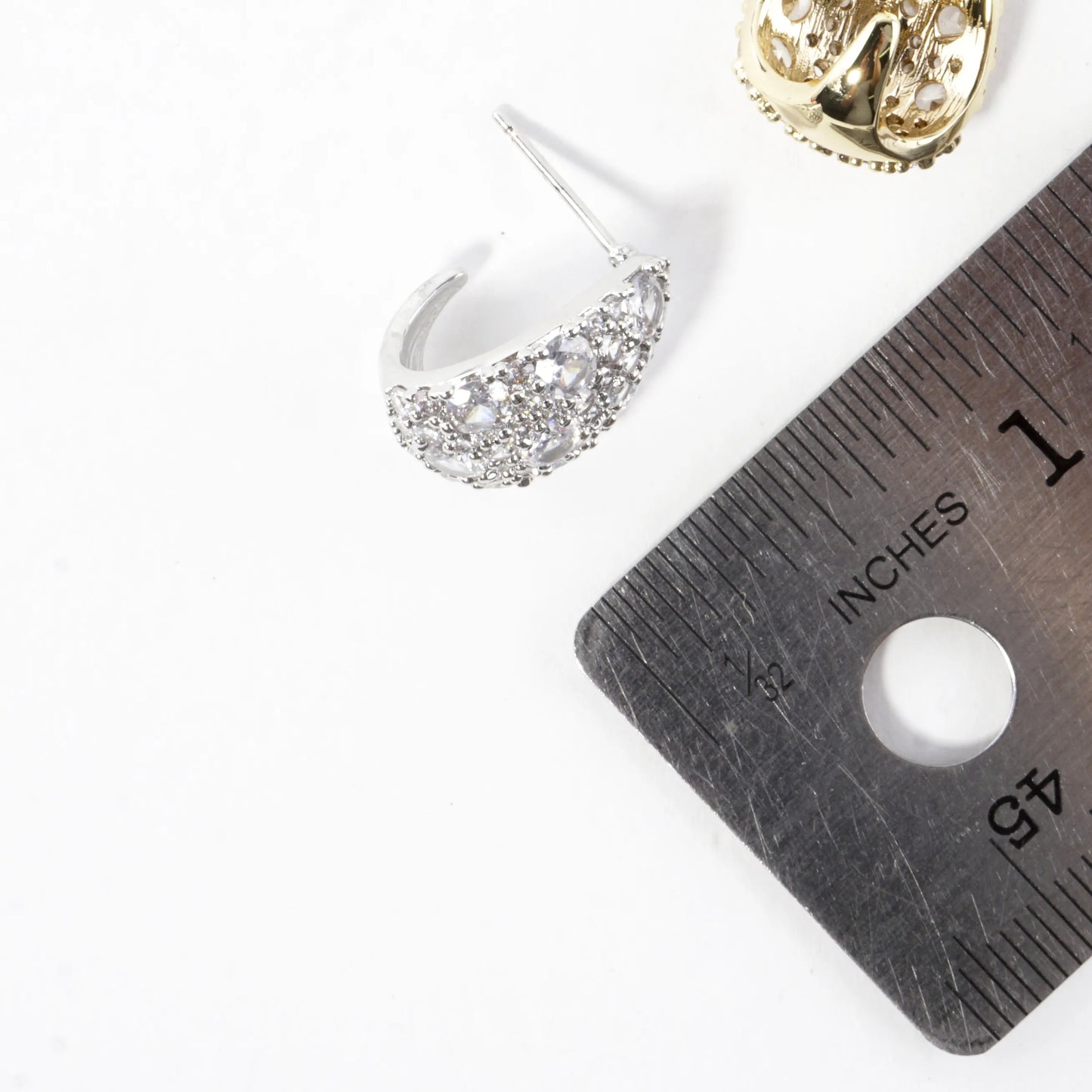 Clustered Brilliance Domed Teardrop Stud Earrings