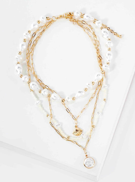 Coastal Glow Pearl Sea-Life Layered Necklace