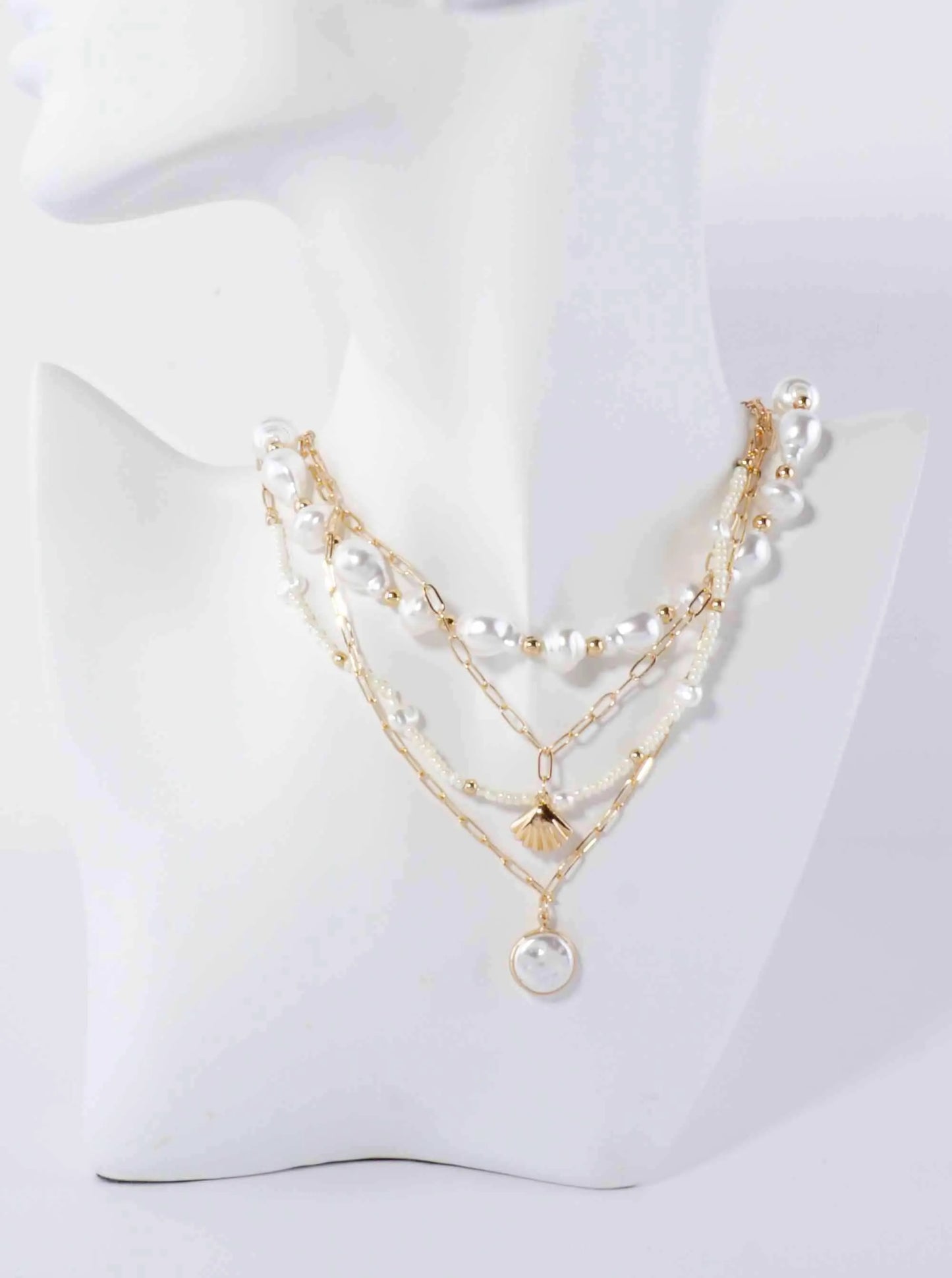 Coastal Glow Pearl Sea-Life Layered Necklace