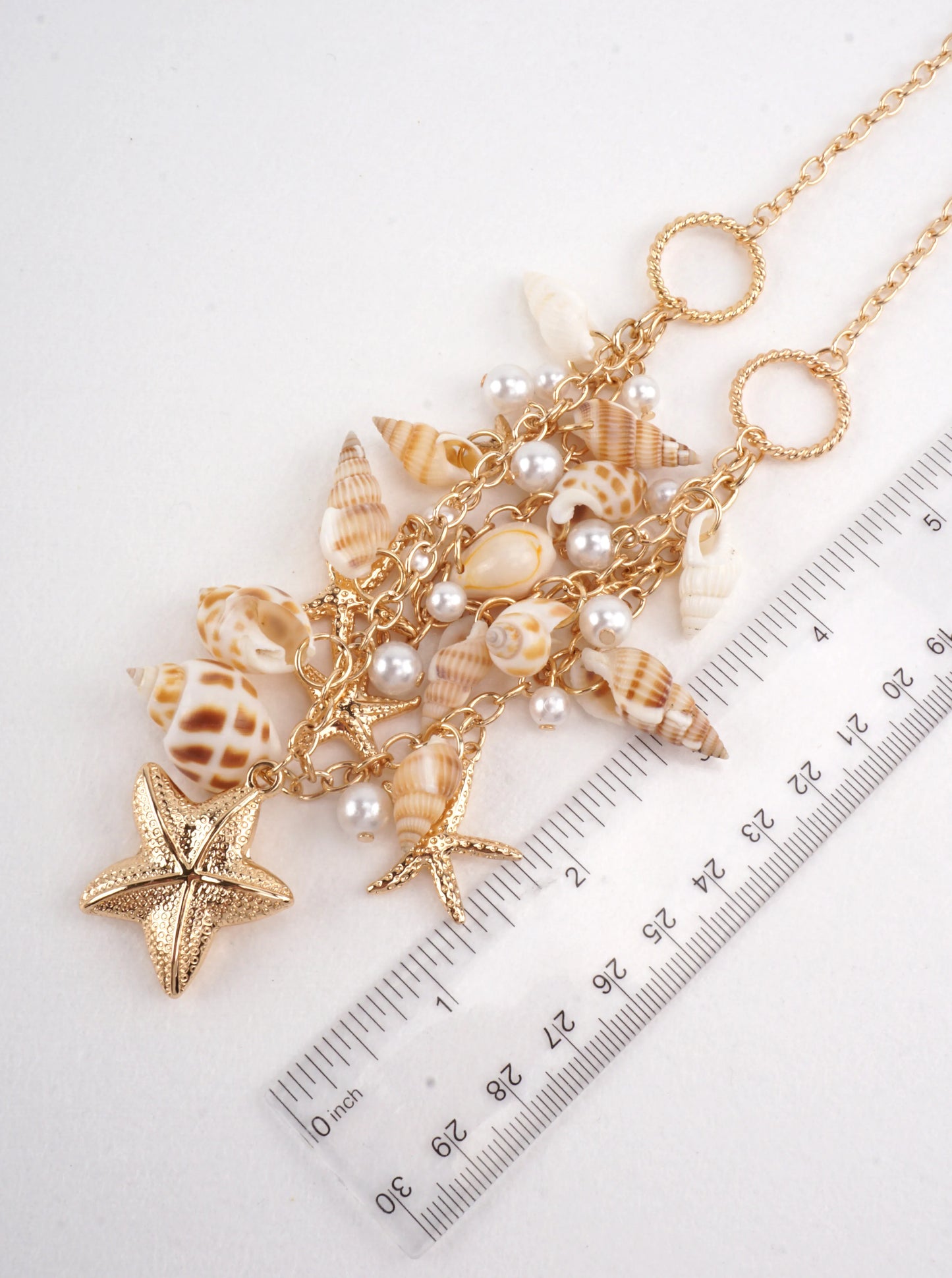 Coastal Shell & Starfish Charm Statement Necklace