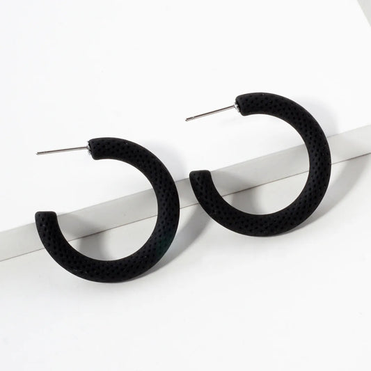 Color-Coated 30mm Textured Open Hoop Earrings