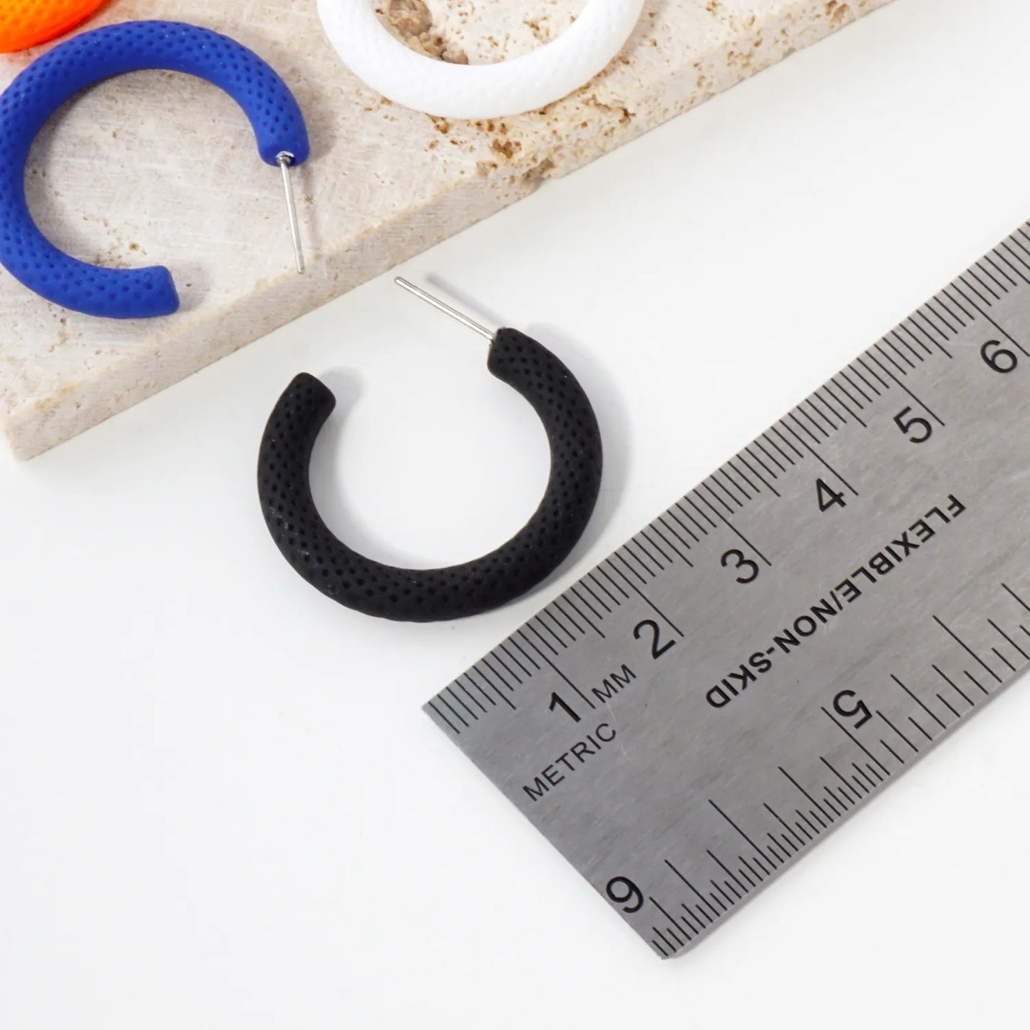 Color-Coated 30mm Textured Open Hoop Earrings