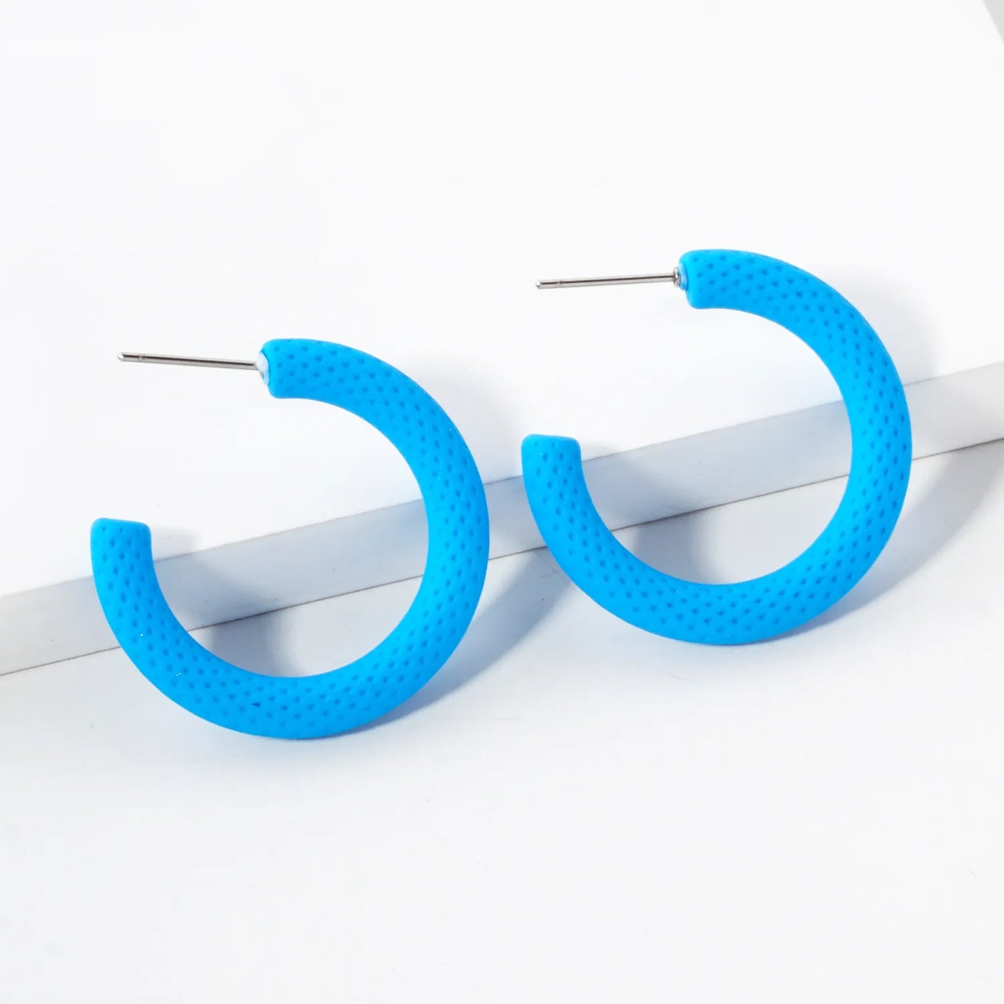 Color-Coated 30mm Textured Open Hoop Earrings