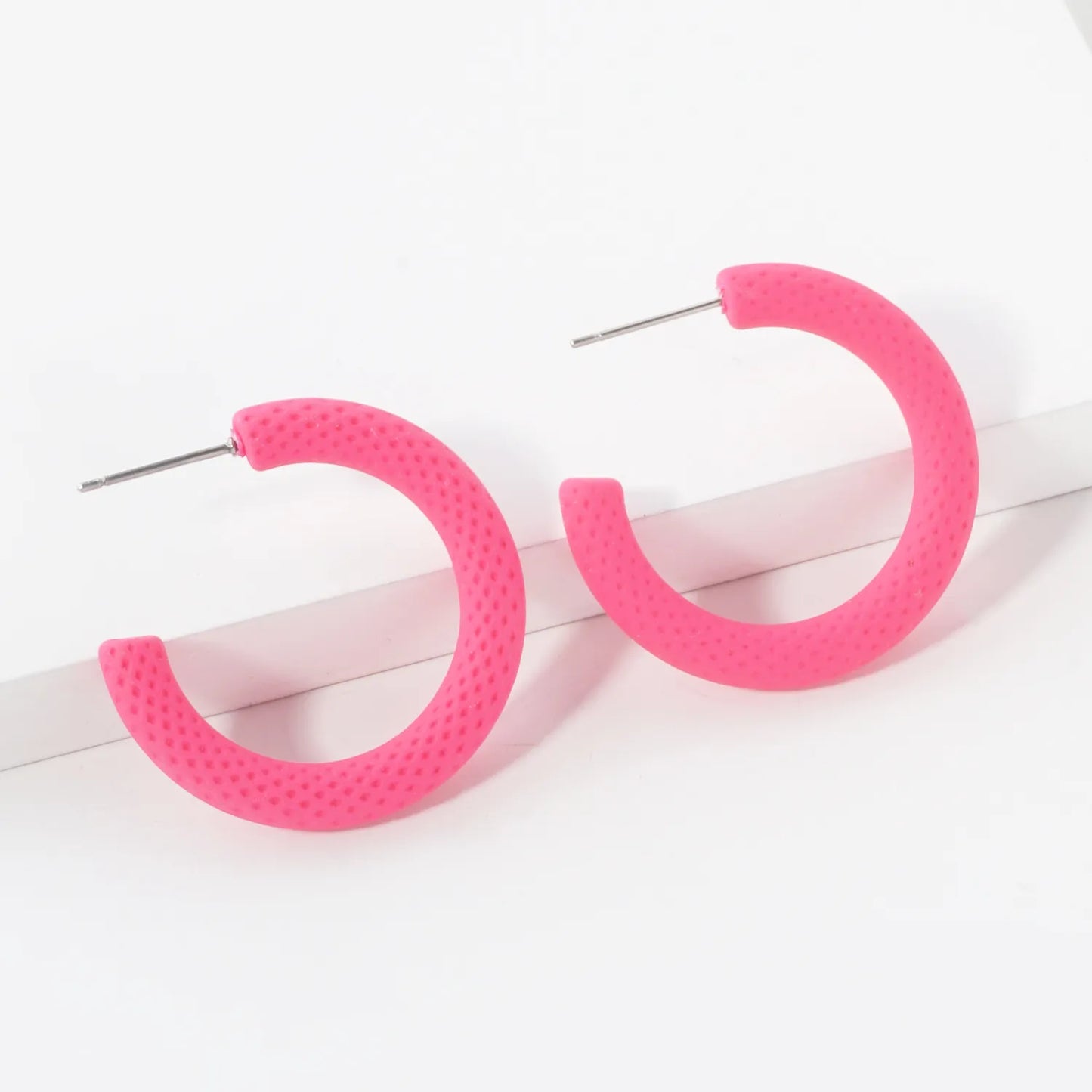Color-Coated 30mm Textured Open Hoop Earrings
