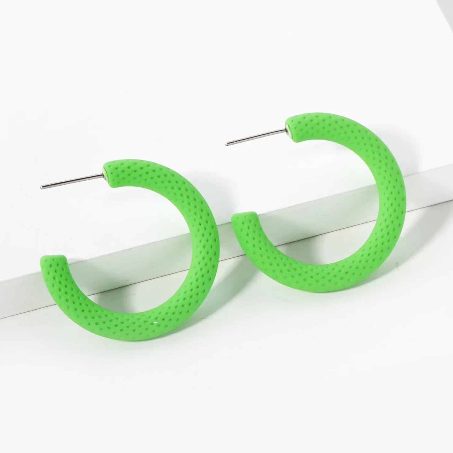 Color-Coated 30mm Textured Open Hoop Earrings
