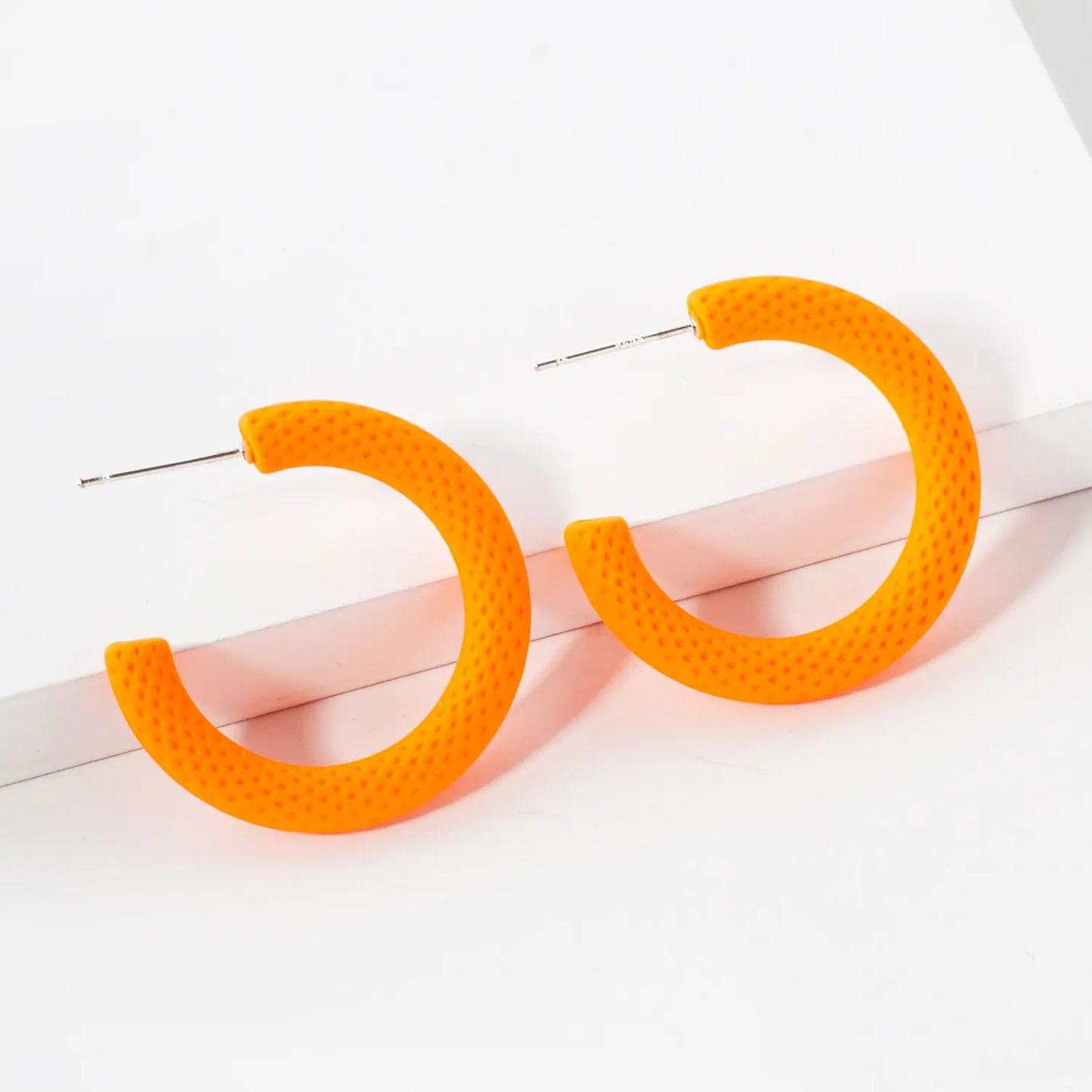 Color-Coated 30mm Textured Open Hoop Earrings