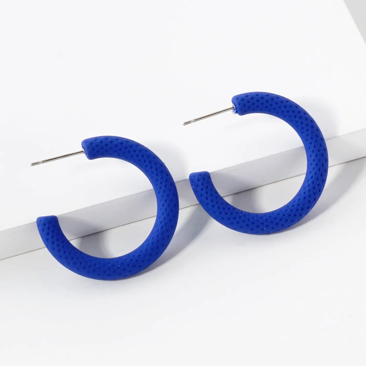 Color-Coated 30mm Textured Open Hoop Earrings