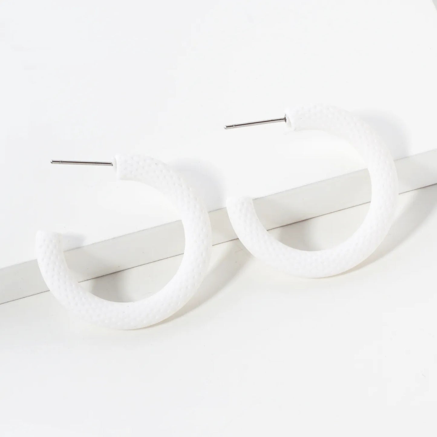 Color-Coated 30mm Textured Open Hoop Earrings