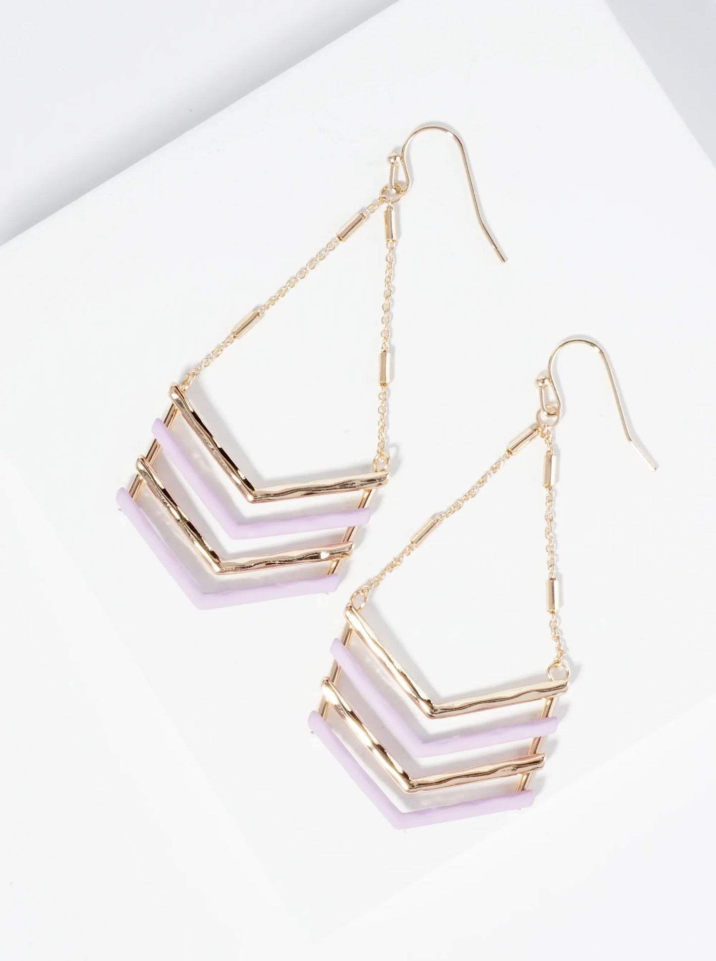 Color Coated Arrow Drop Chain Dangle Earrings