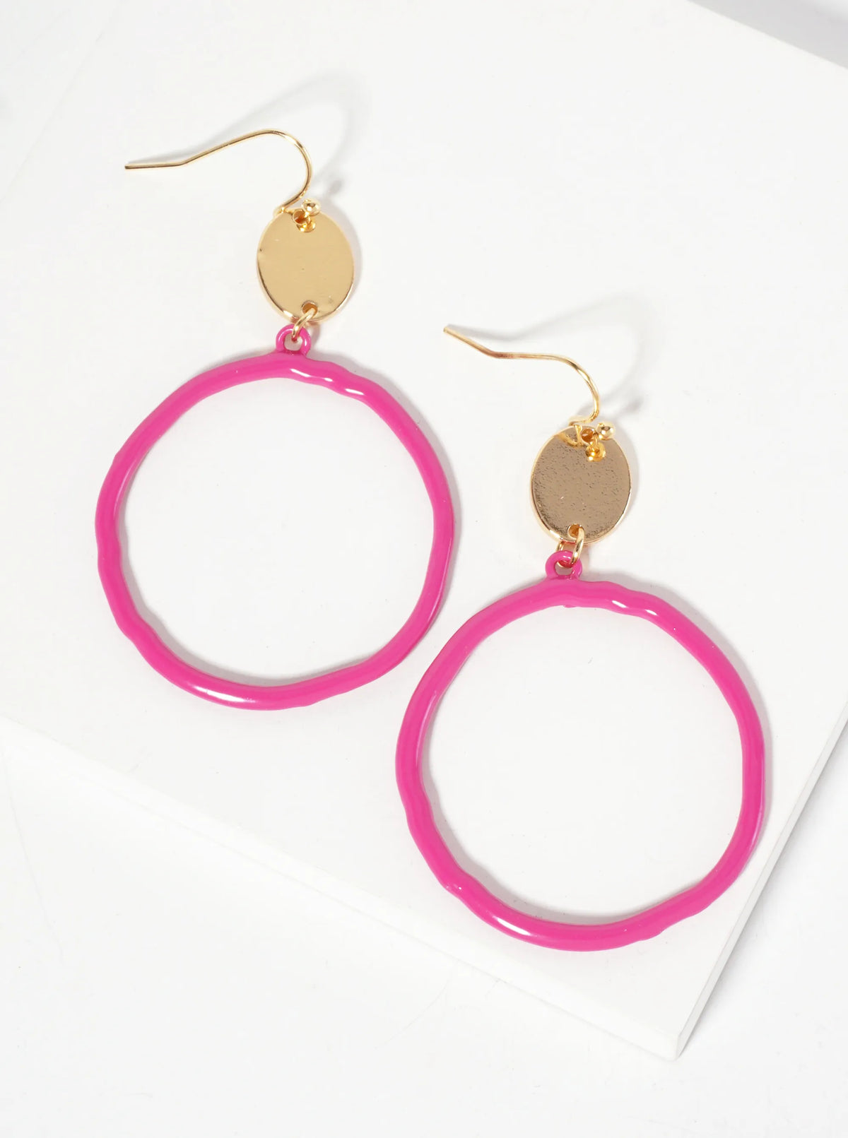 Color-Coated Circle Drop Dangle Earrings
