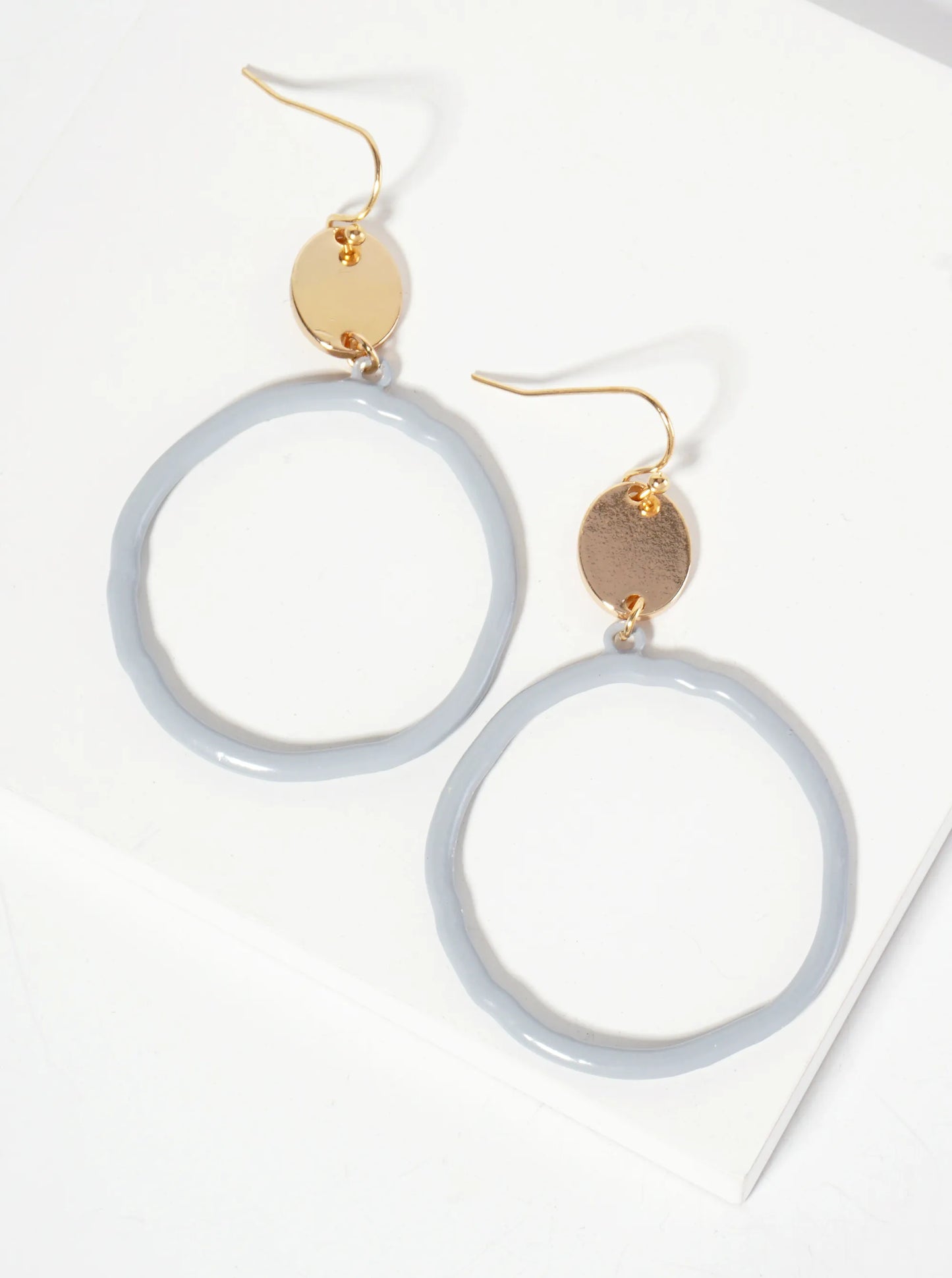 Color-Coated Circle Drop Dangle Earrings