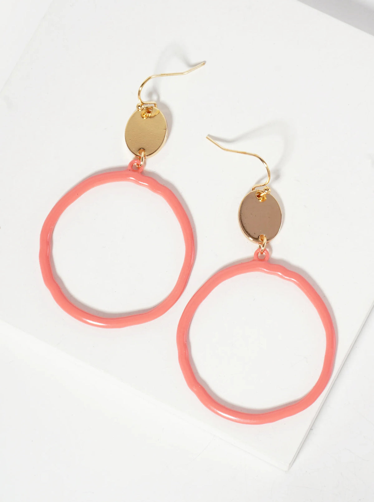 Color-Coated Circle Drop Dangle Earrings
