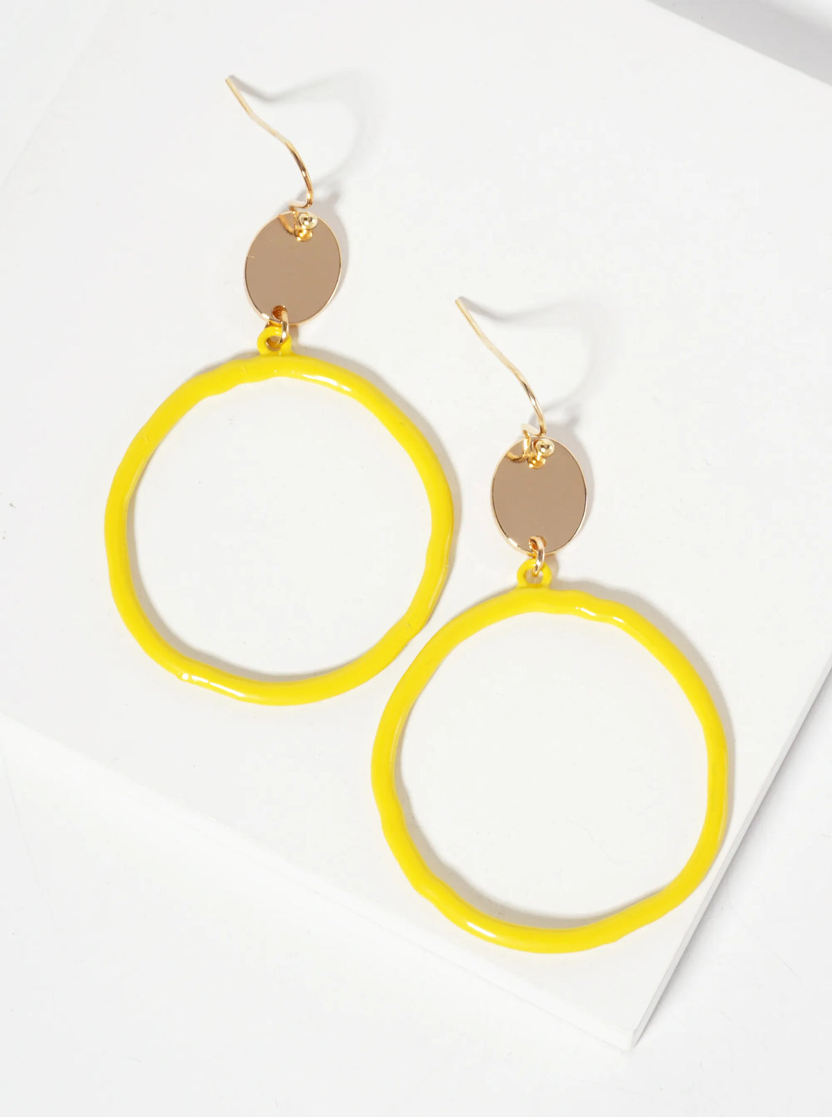 Color-Coated Circle Drop Dangle Earrings