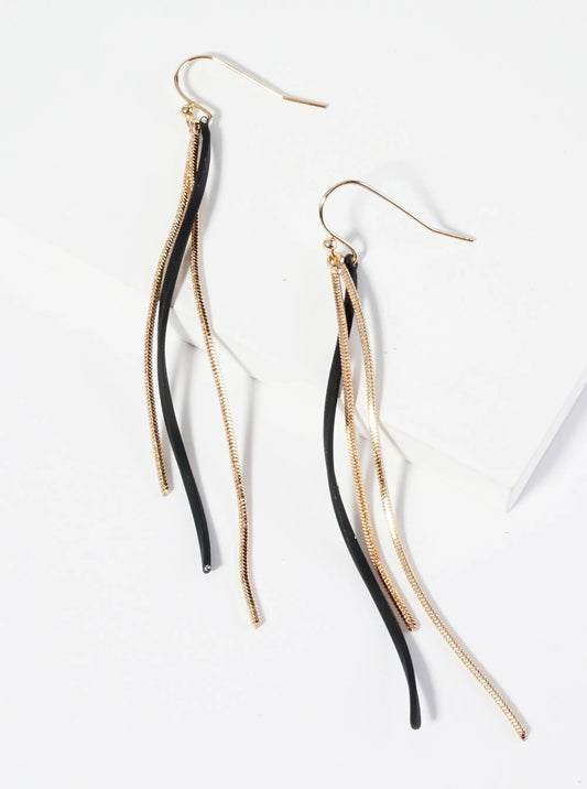 Color Coated Curved Bar Chain Drop Earrings