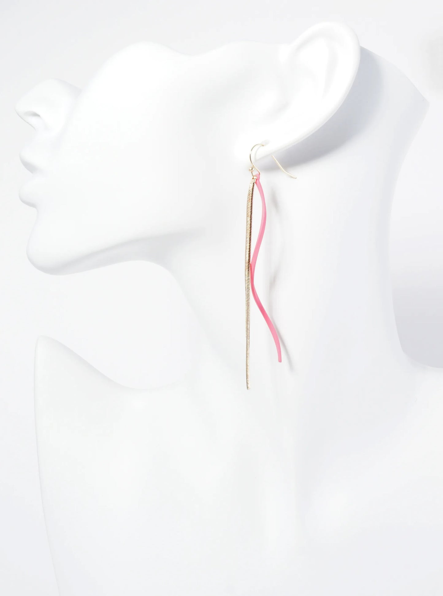 Color Coated Curved Bar Chain Drop Earrings