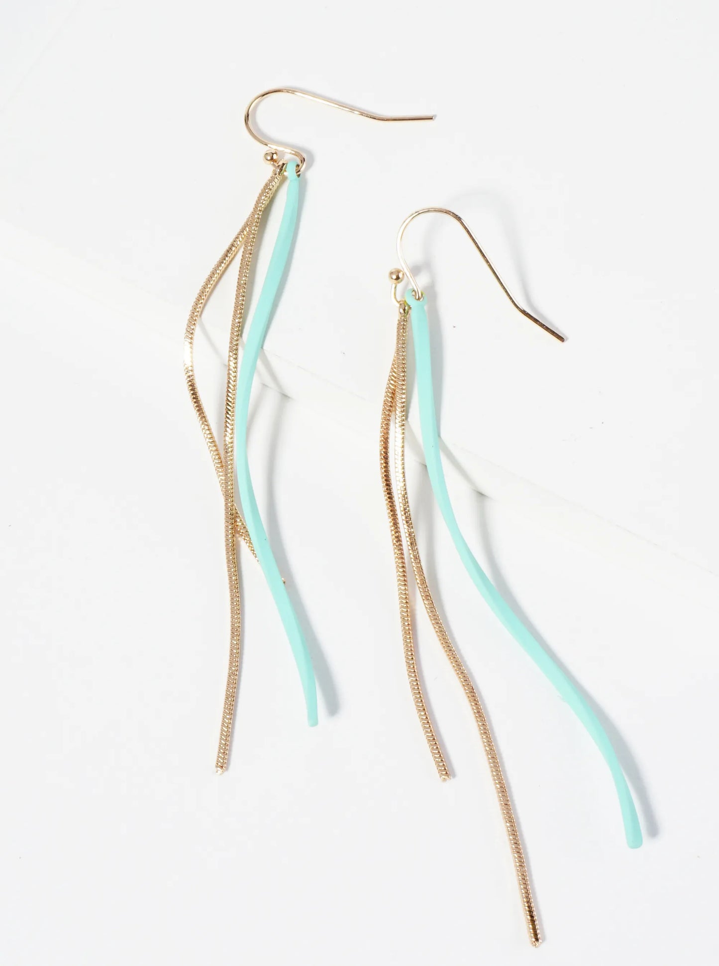 Color Coated Curved Bar Chain Drop Earrings