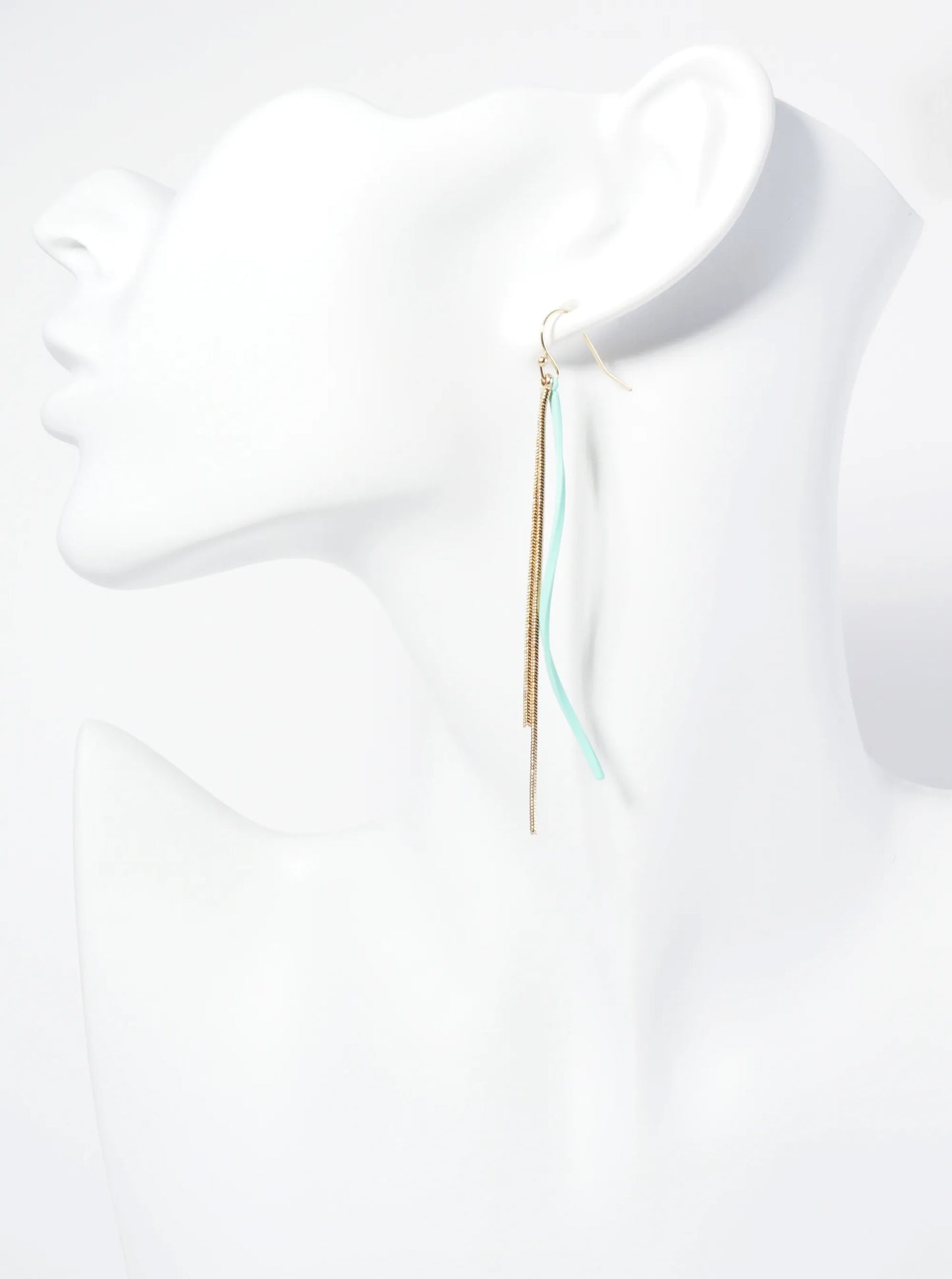 Color Coated Curved Bar Chain Drop Earrings