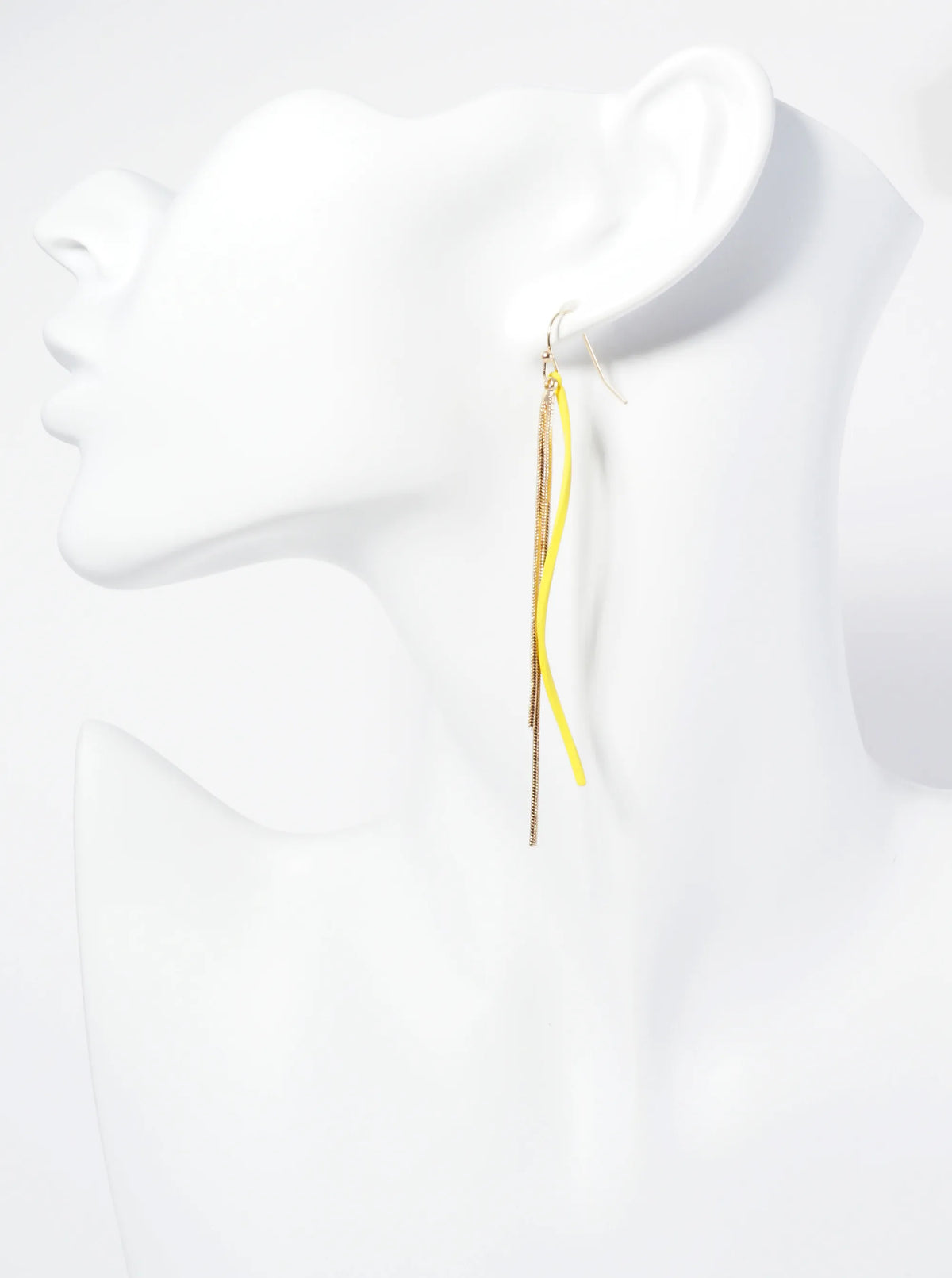 Color Coated Curved Bar Chain Drop Earrings