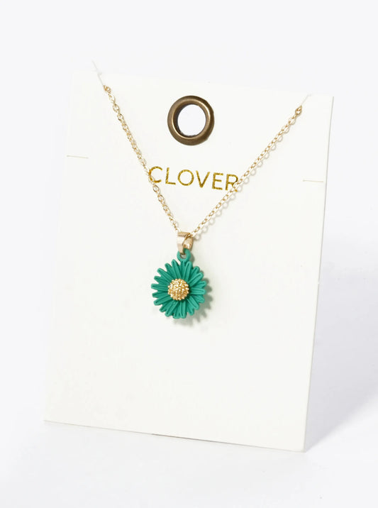 Color Coated Daisy Flower Pendant 16 Inch Necklace