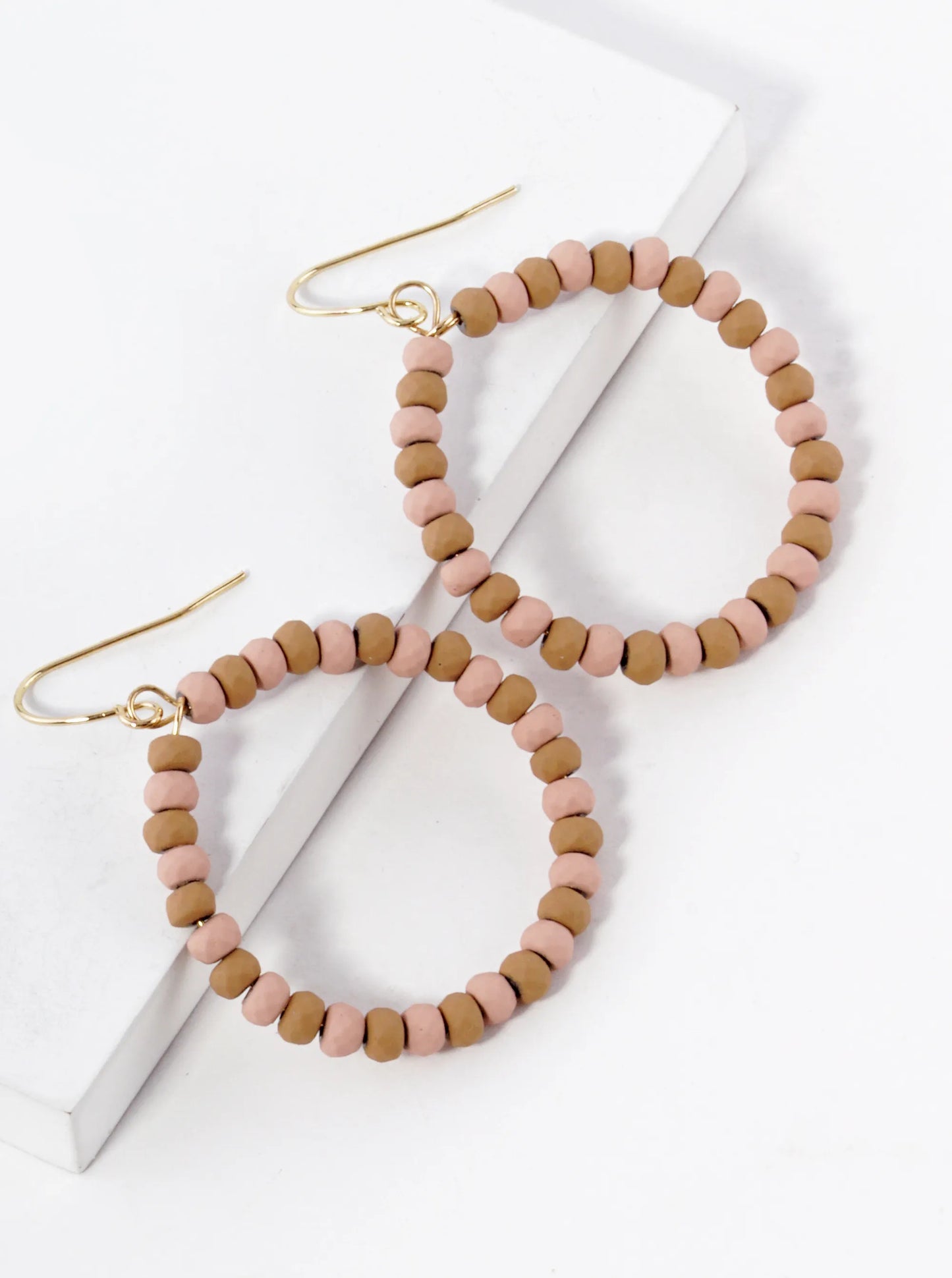 Color Coated Faceted Beaded Circle Dangle Earrings