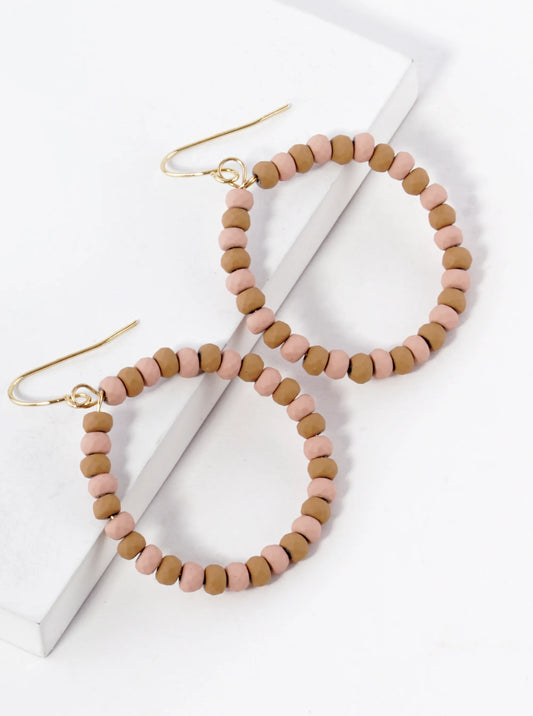 Color Coated Faceted Beaded Circle Dangle Earrings