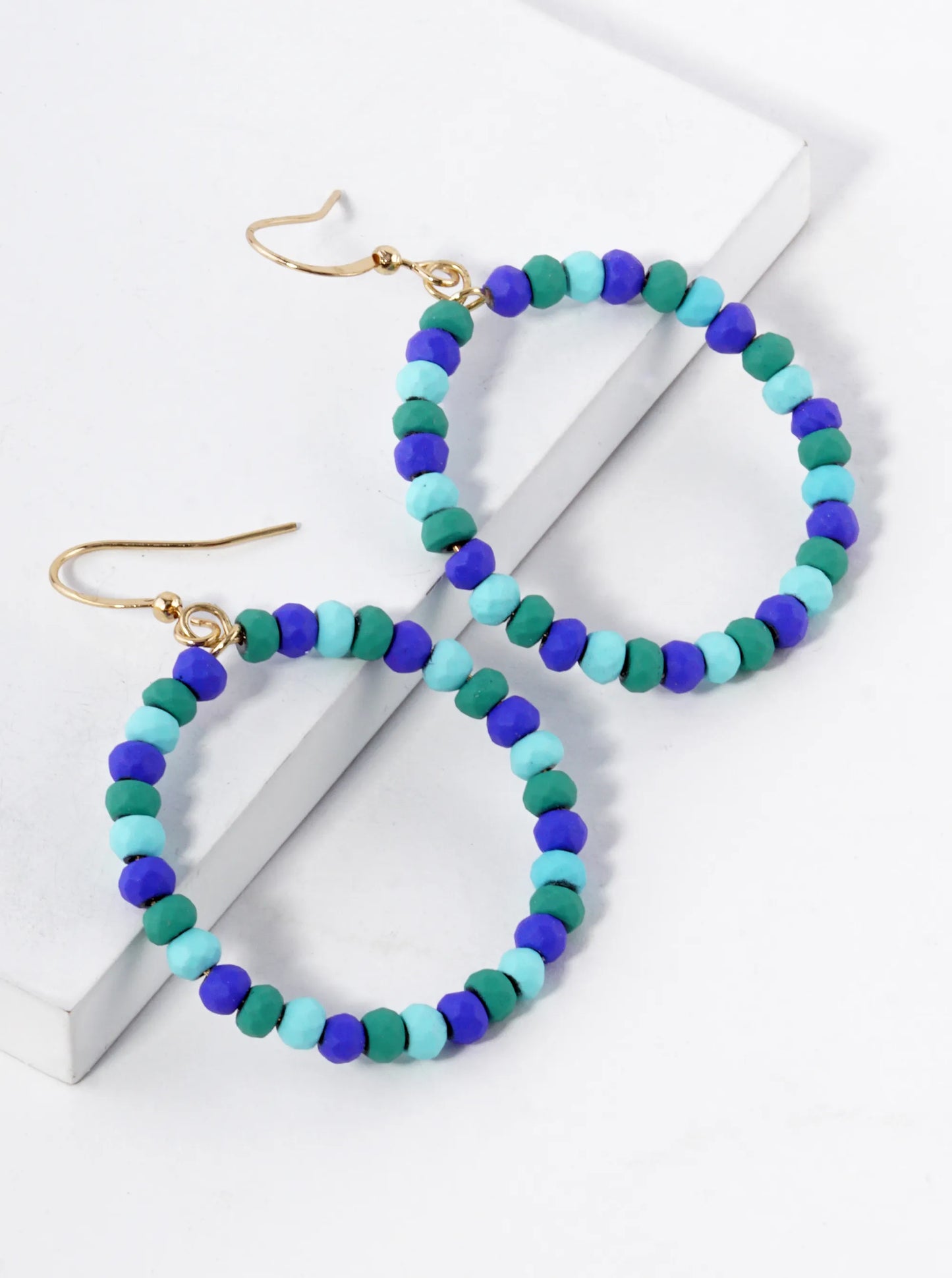 Color Coated Faceted Beaded Circle Dangle Earrings