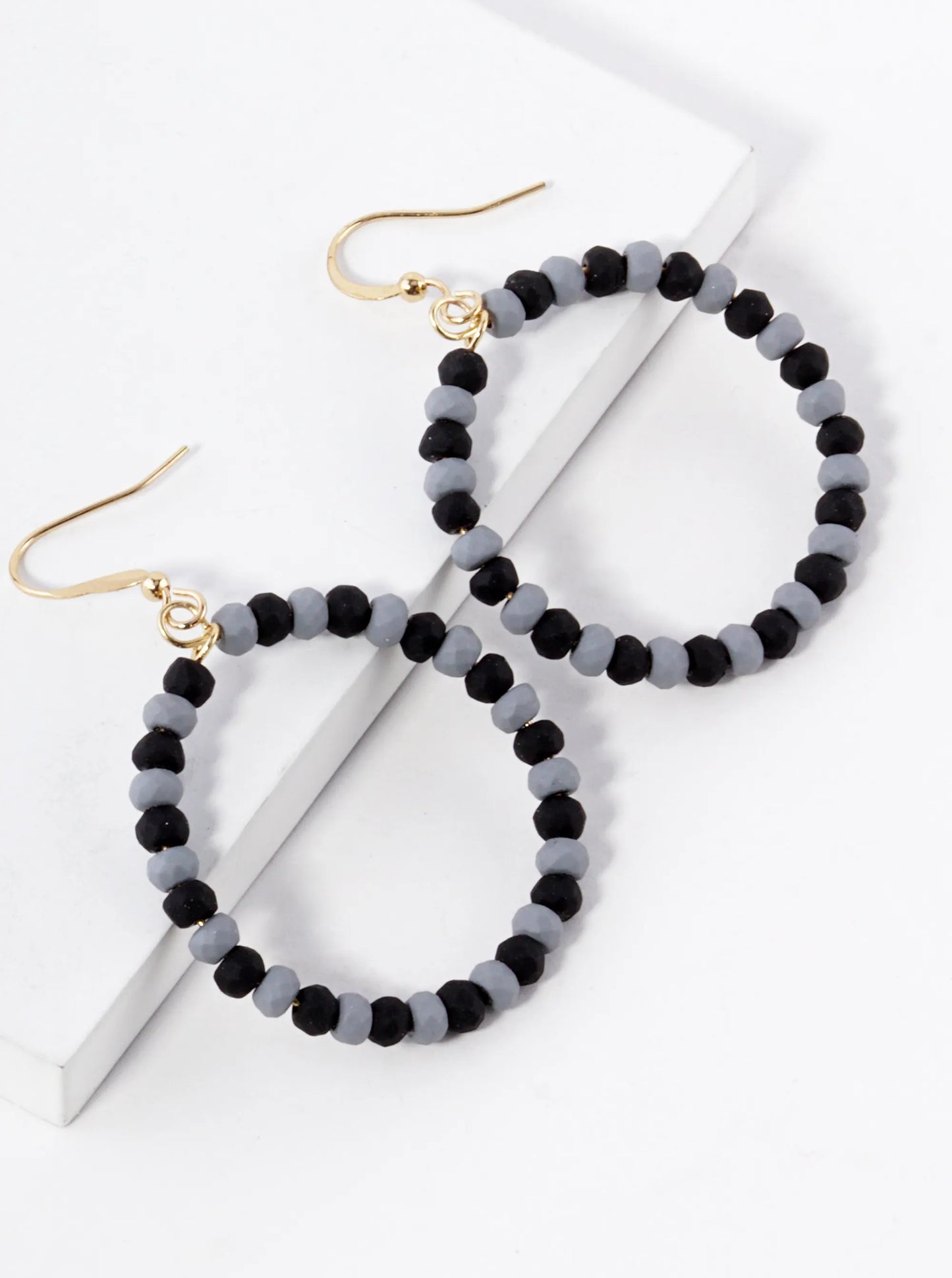 Color Coated Faceted Beaded Circle Dangle Earrings