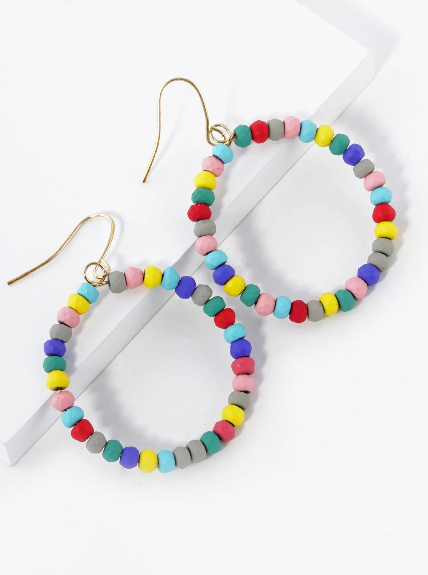 Color Coated Faceted Beaded Circle Dangle Earrings