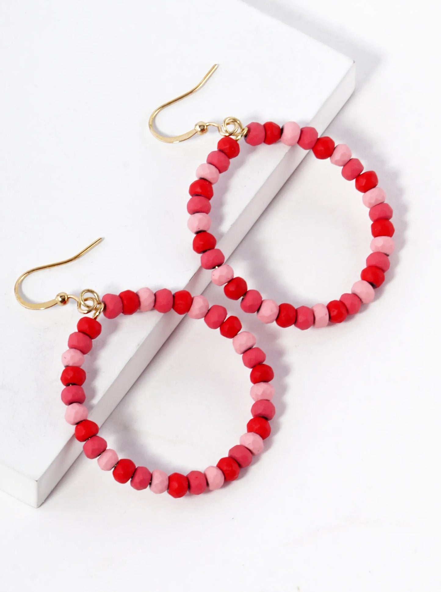 Color Coated Faceted Beaded Circle Dangle Earrings