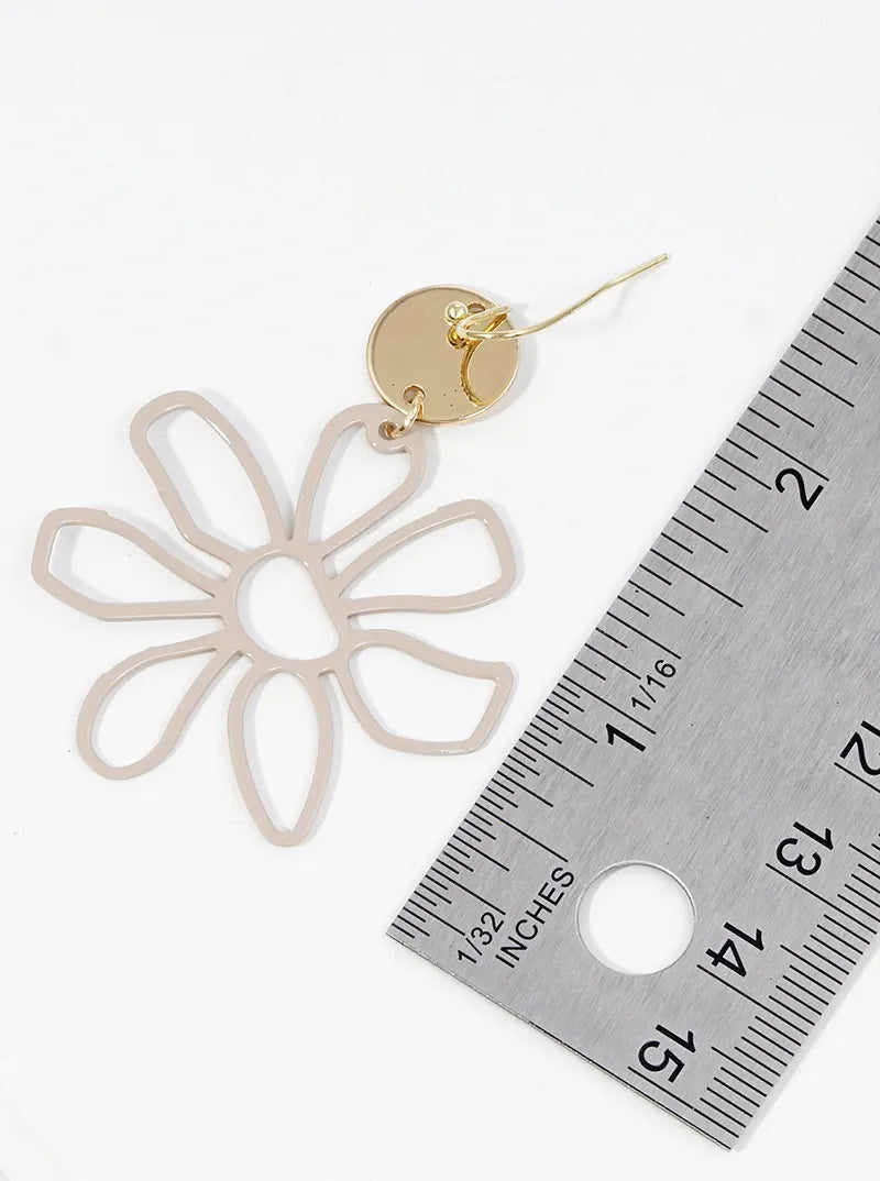 Color-Coated Filigree Metal Flower Dangle Drop Earrings