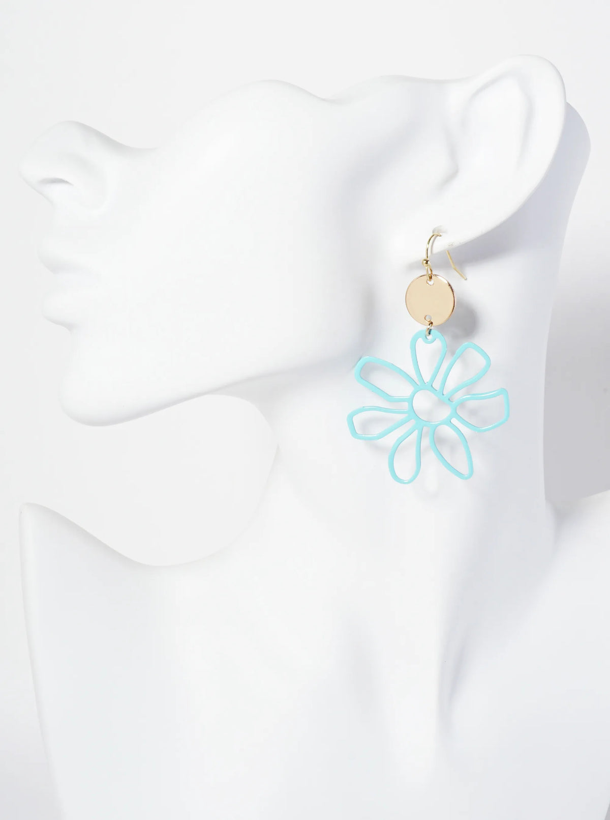 Color-Coated Filigree Metal Flower Dangle Drop Earrings