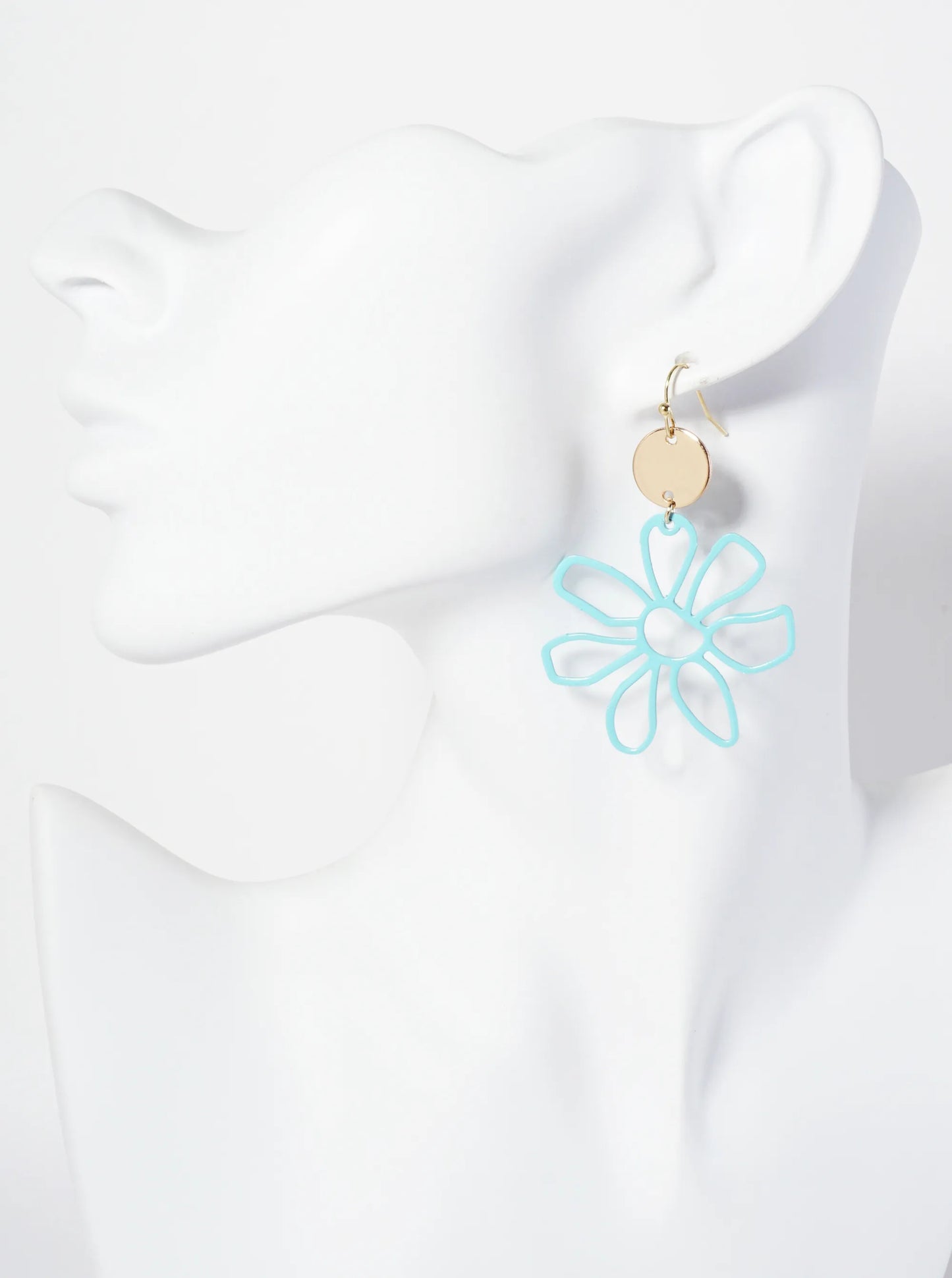 Color-Coated Filigree Metal Flower Dangle Drop Earrings
