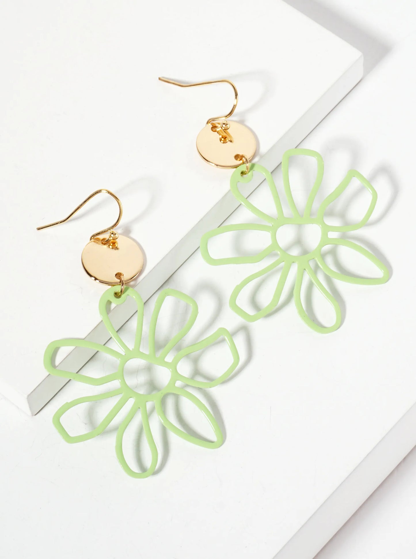 Color-Coated Filigree Metal Flower Dangle Drop Earrings