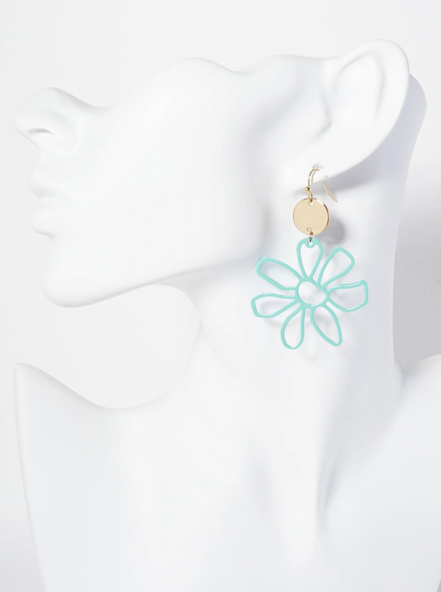 Color-Coated Filigree Metal Flower Dangle Drop Earrings