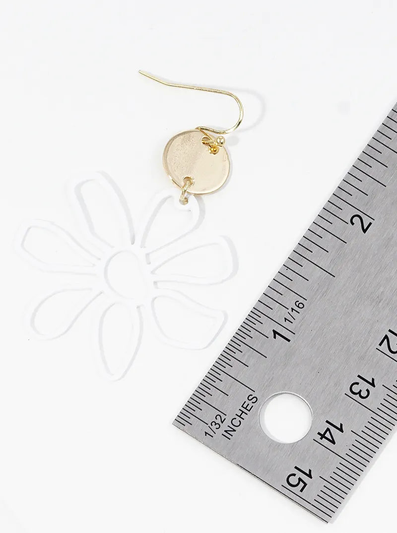 Color-Coated Filigree Metal Flower Dangle Drop Earrings