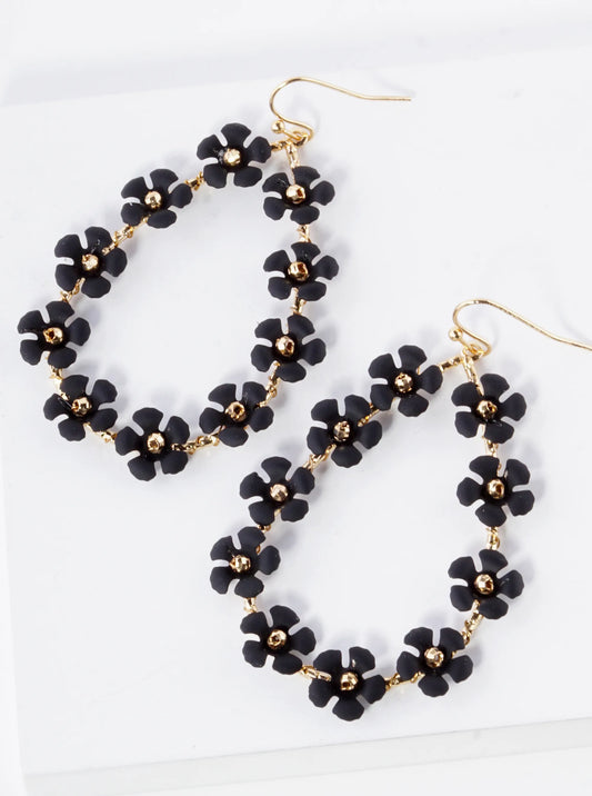 Color Coated Flower Teardrop Dangle Earrings