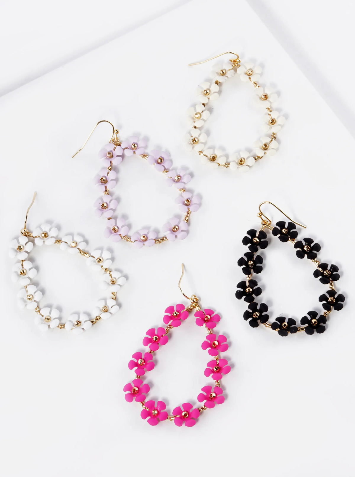 Color Coated Flower Teardrop Dangle Earrings