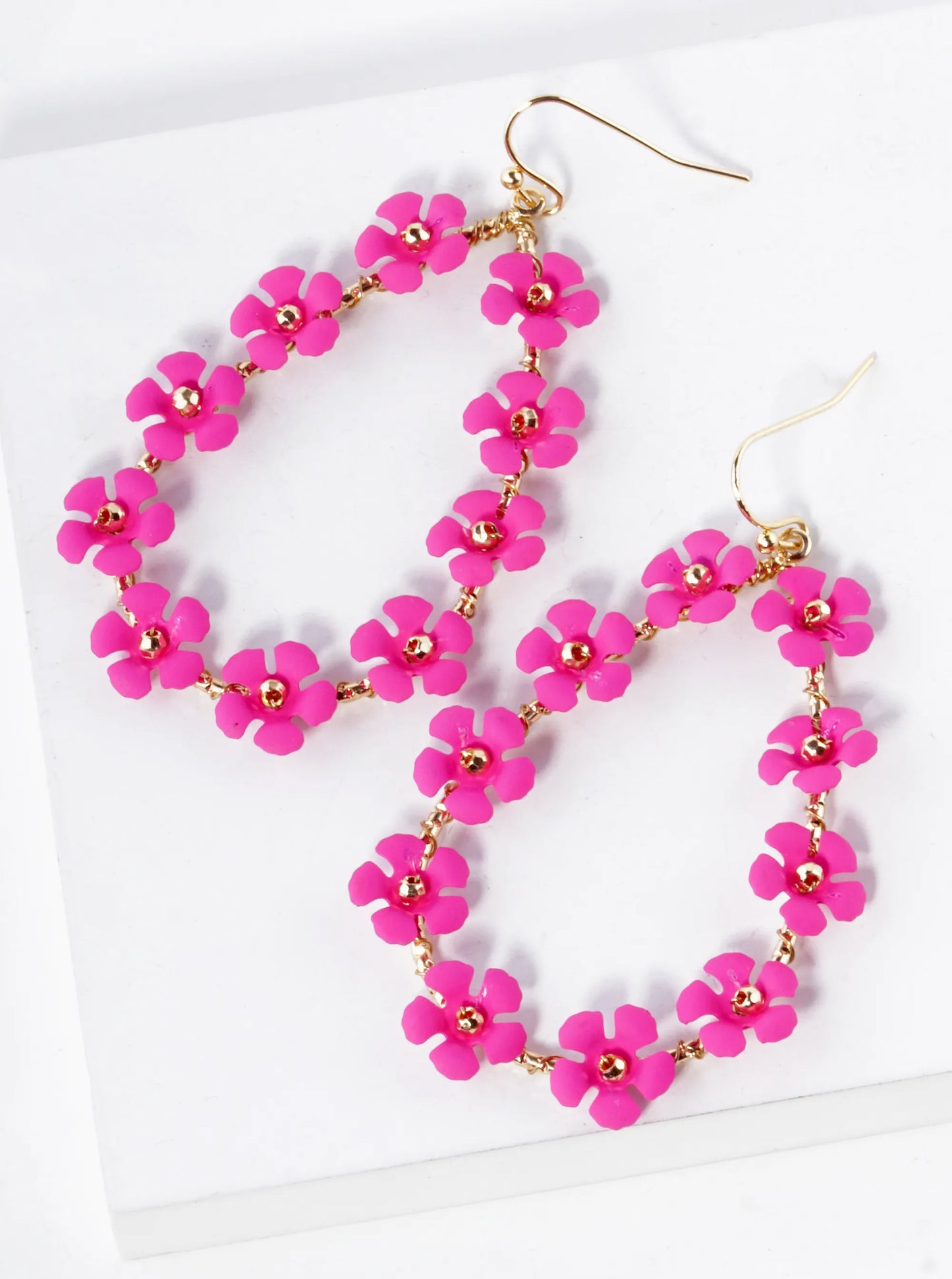 Color Coated Flower Teardrop Dangle Earrings
