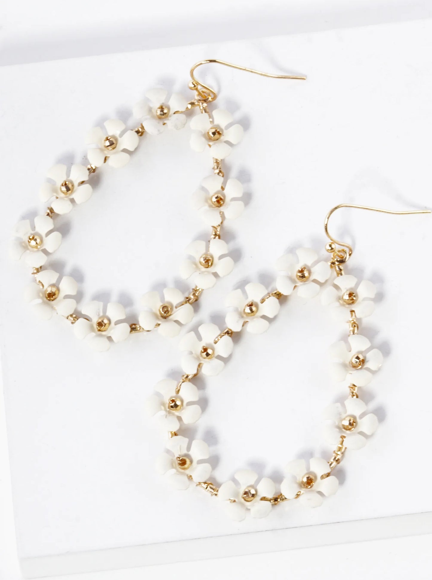 Color Coated Flower Teardrop Dangle Earrings