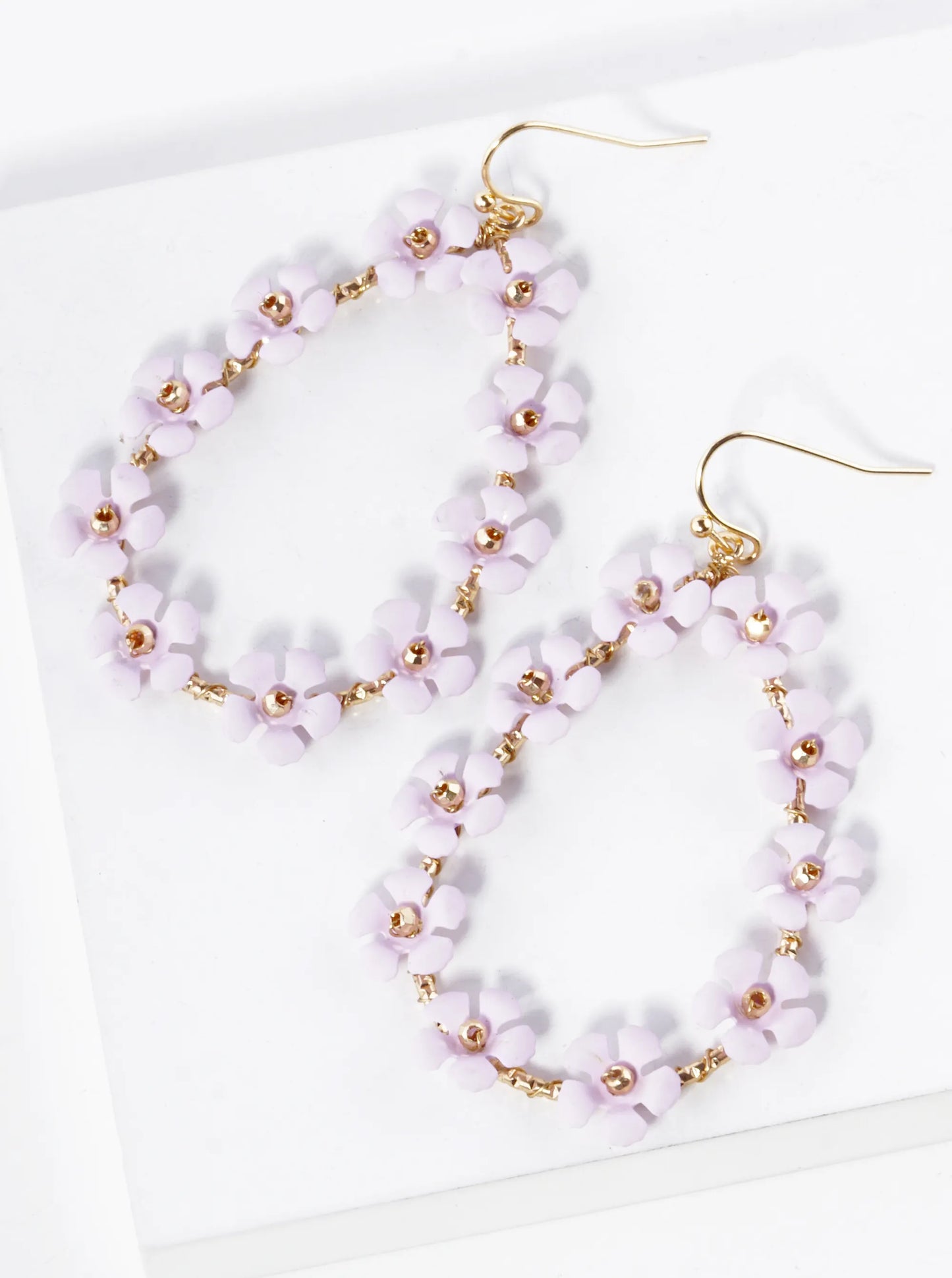 Color Coated Flower Teardrop Dangle Earrings