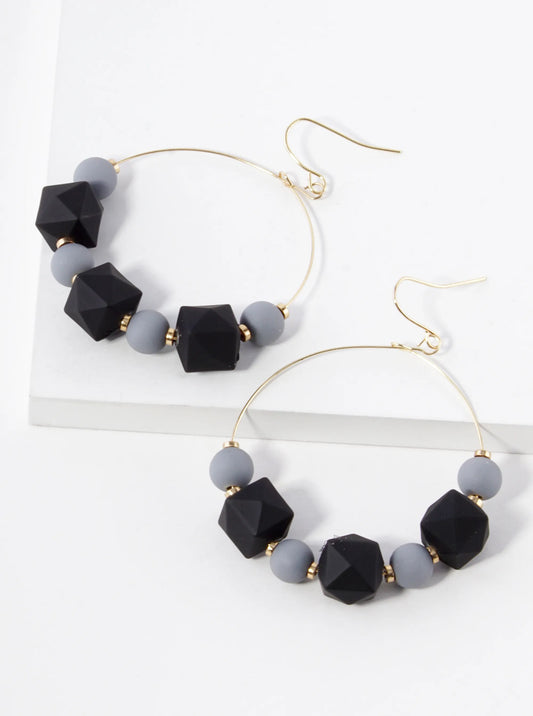 Color Coated Fun Beaded Steel Wire Dangle Earrings